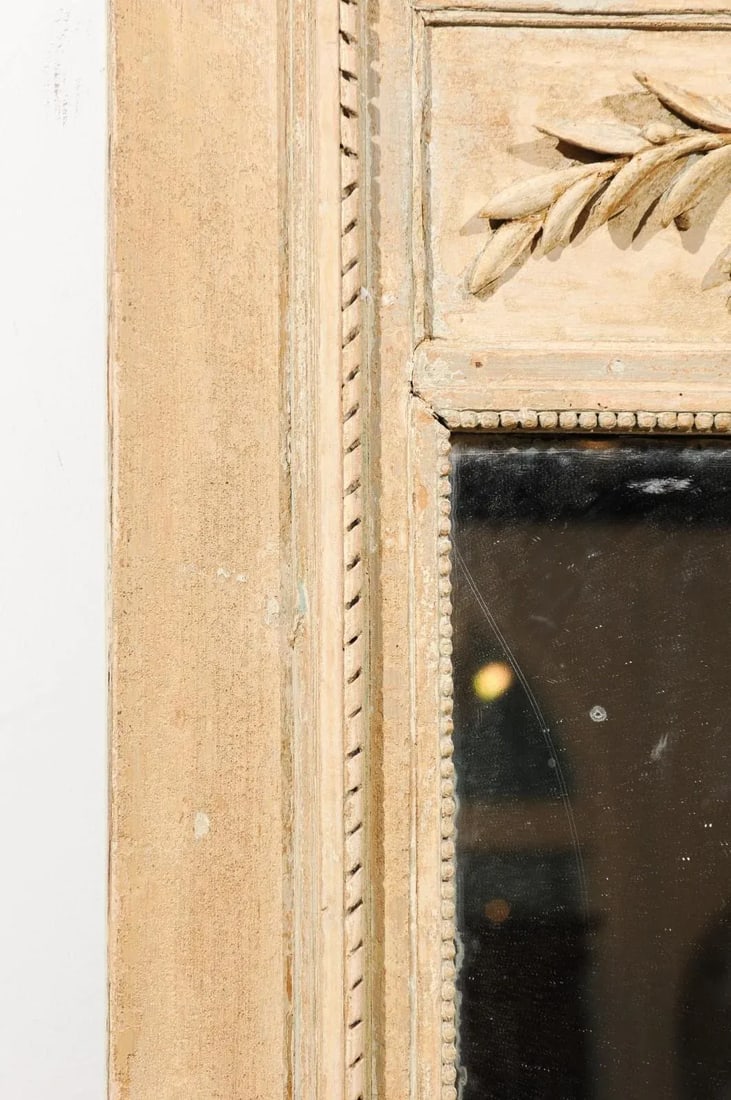 French Louis XVI Period 1790s Painted Wood Trumeau Mirror with Scrollwork Motifs - 8