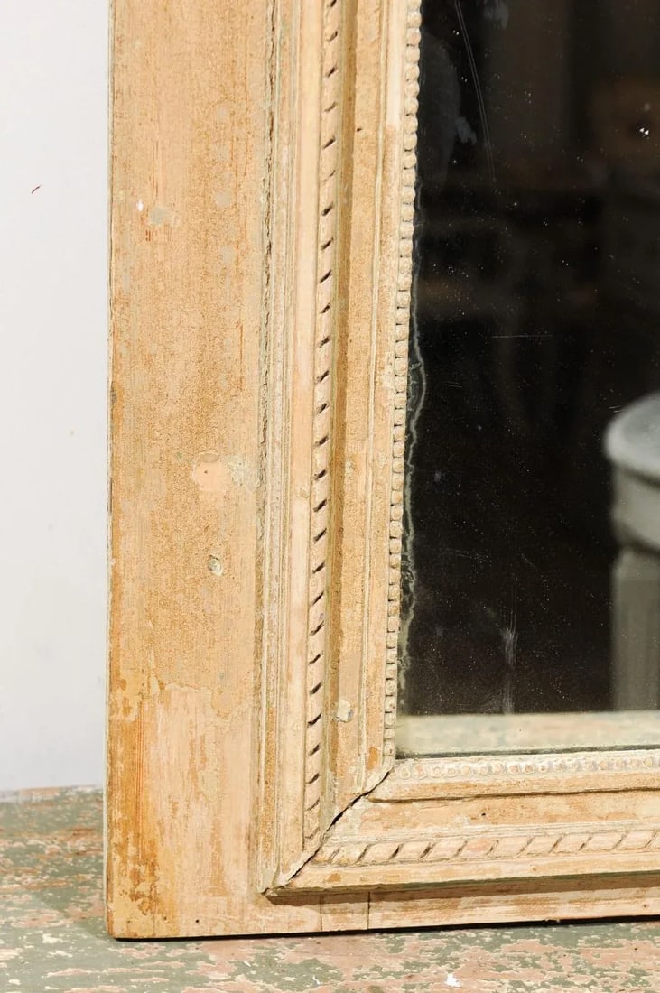 French Louis XVI Period 1790s Painted Wood Trumeau Mirror with Scrollwork Motifs - 9