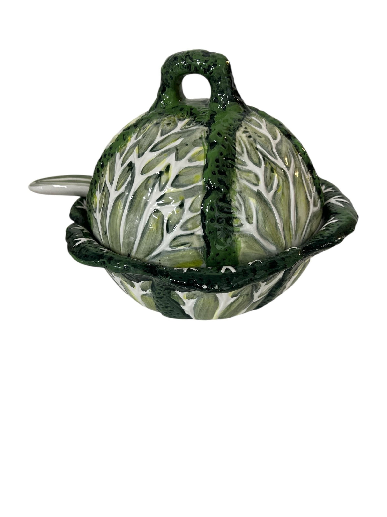 Vintage Hand Painted Cabbage Soup Tureen With Ladle - 2