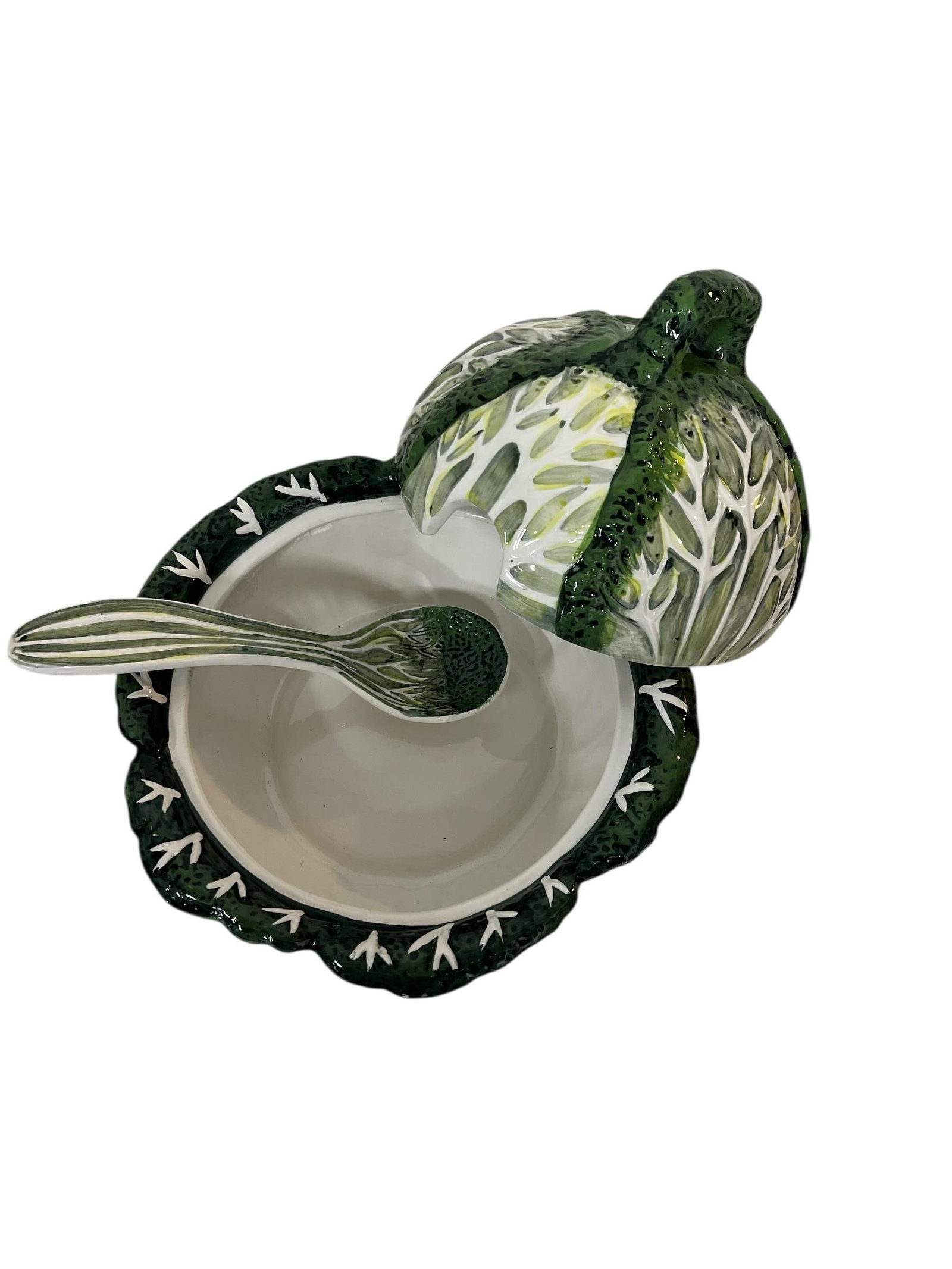 Vintage Hand Painted Cabbage Soup Tureen With Ladle - 5