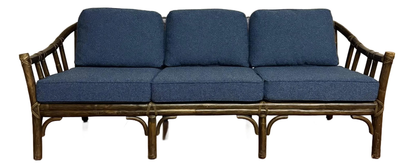 McGuire Vintage Rattan Sofa With New Upholstery Fabric (1 of 12)