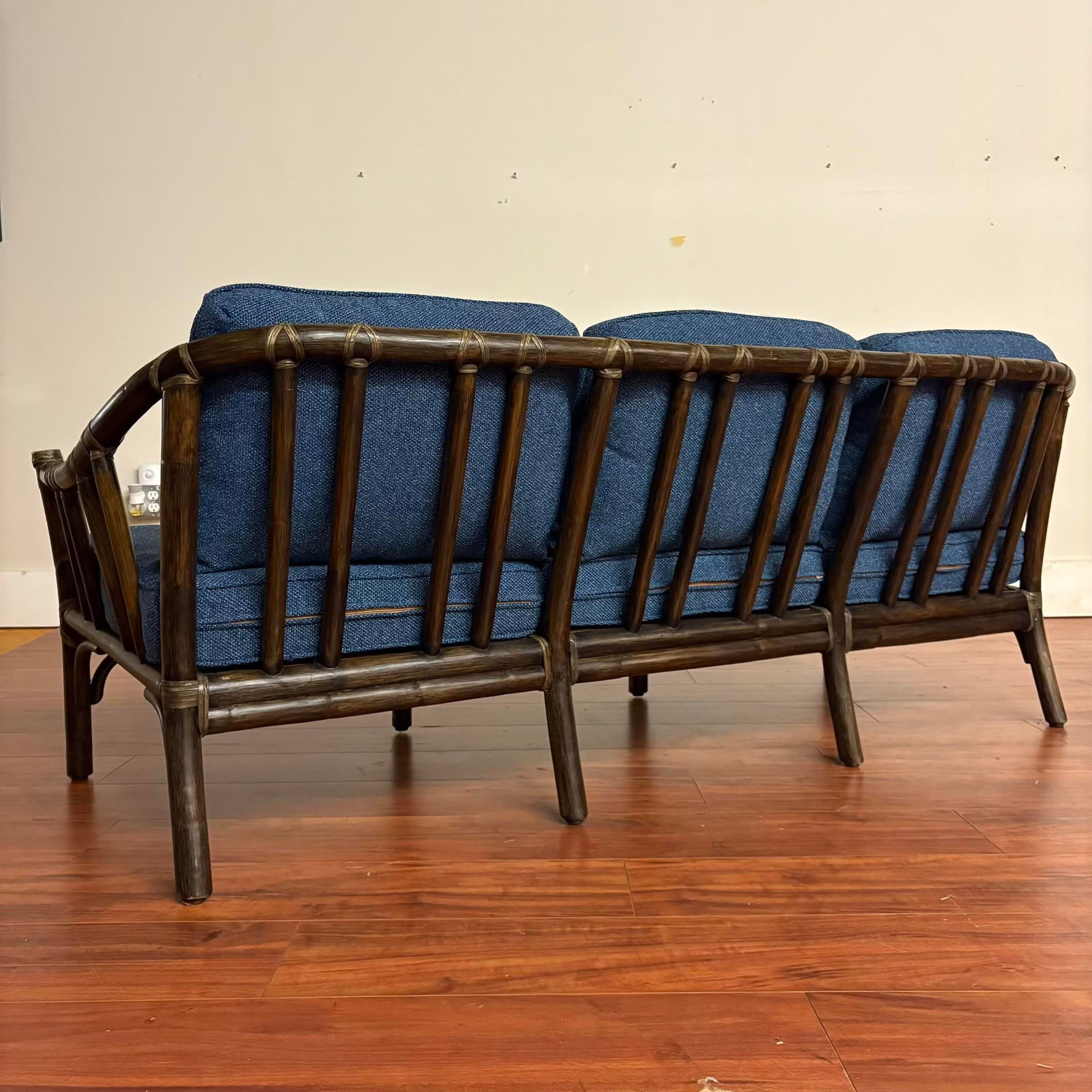 McGuire Vintage Rattan Sofa With New Upholstery Fabric - 8