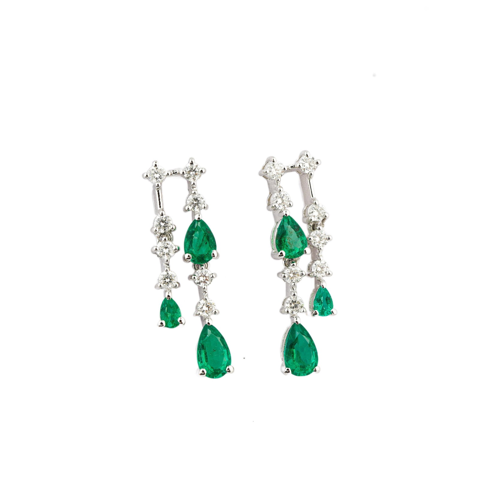 Natural diamond 0.30cts & emerald 0.74cts earring in 18k gold - 10