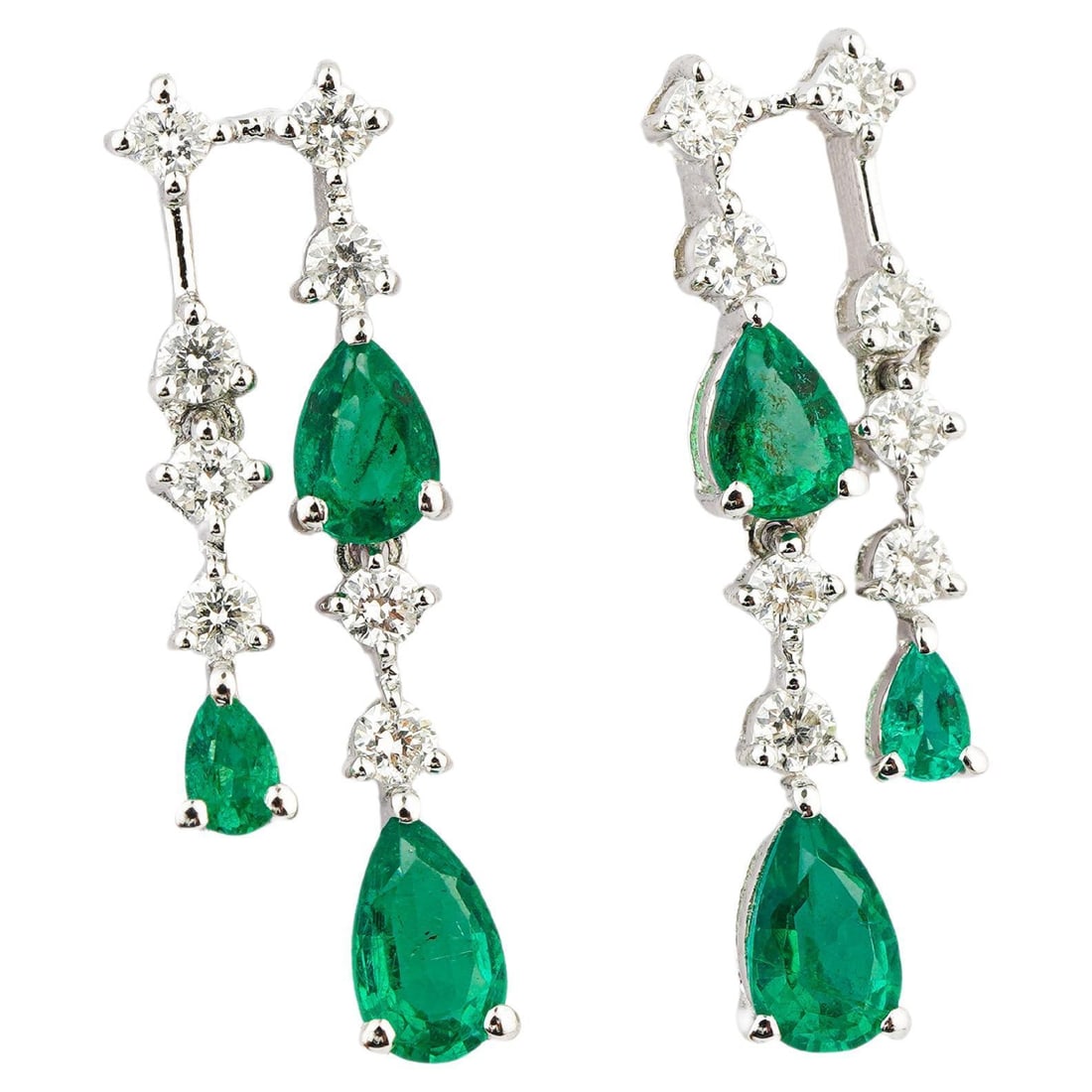 Natural diamond 0.30cts & emerald 0.74cts earring in 18k gold - 15
