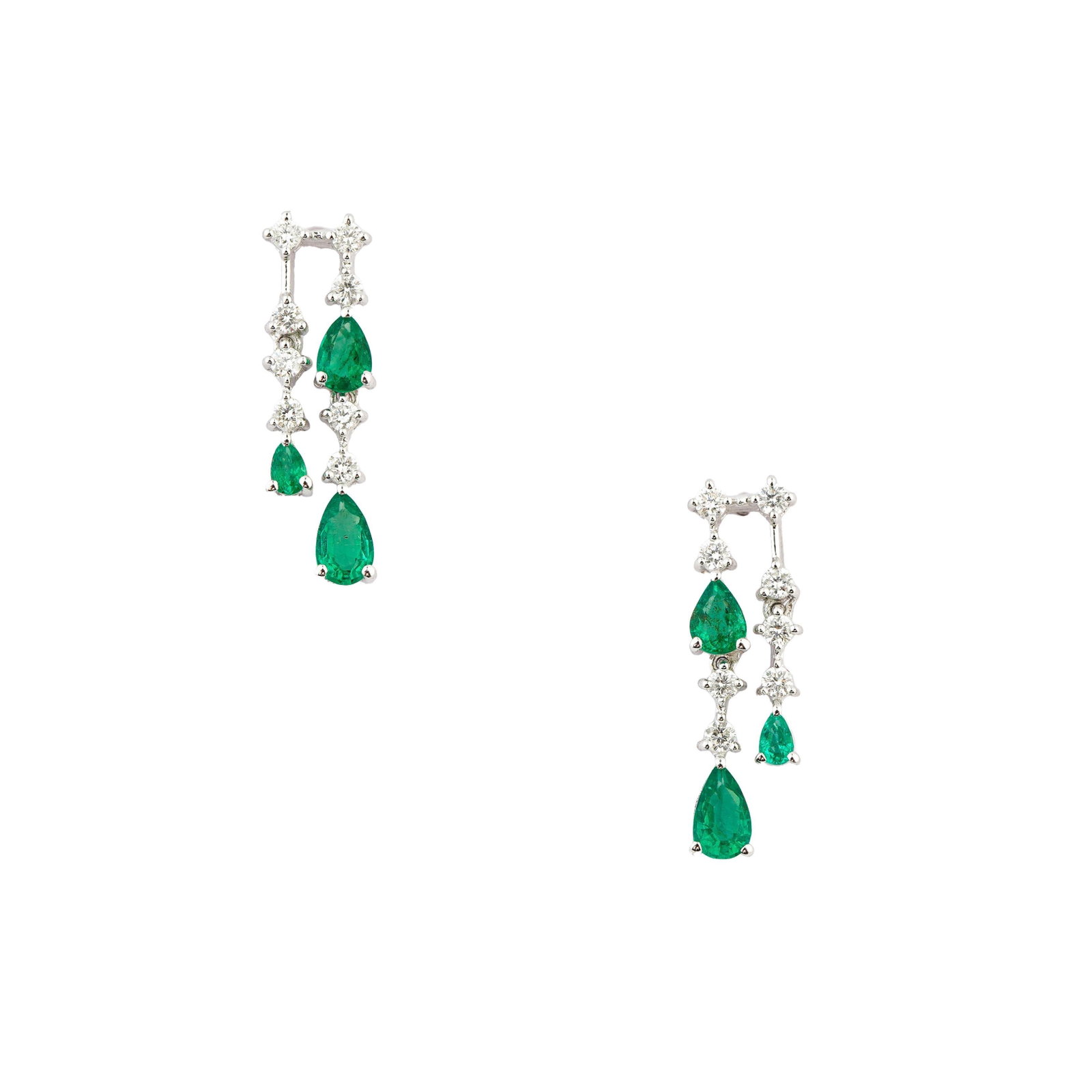Natural diamond 0.30cts & emerald 0.74cts earring in 18k gold - 2