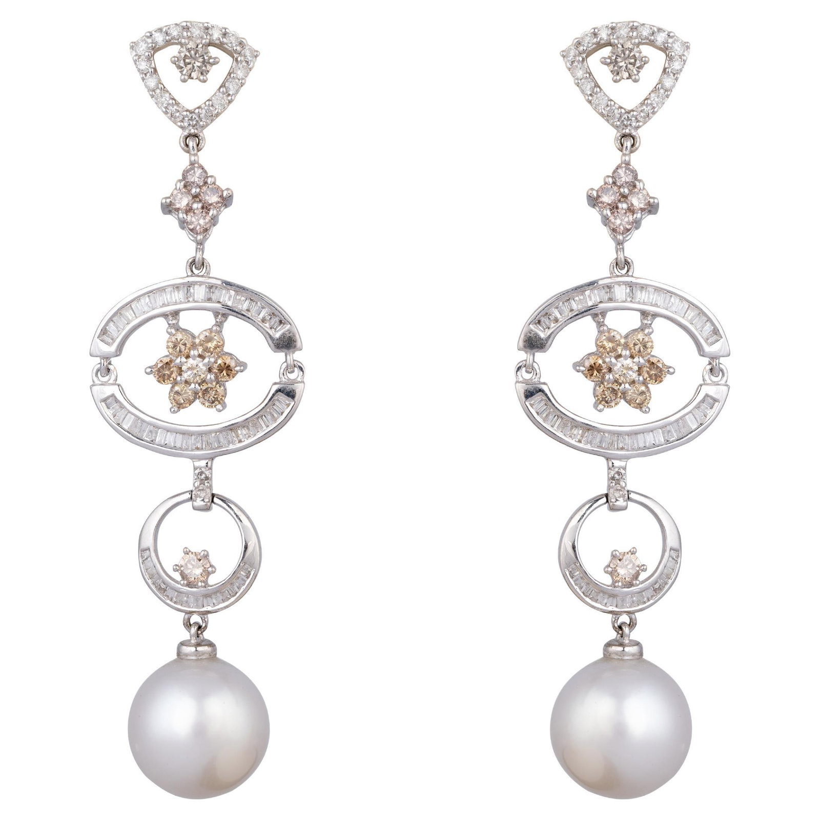 Diamond Pearl Earring in 18k gold - 2