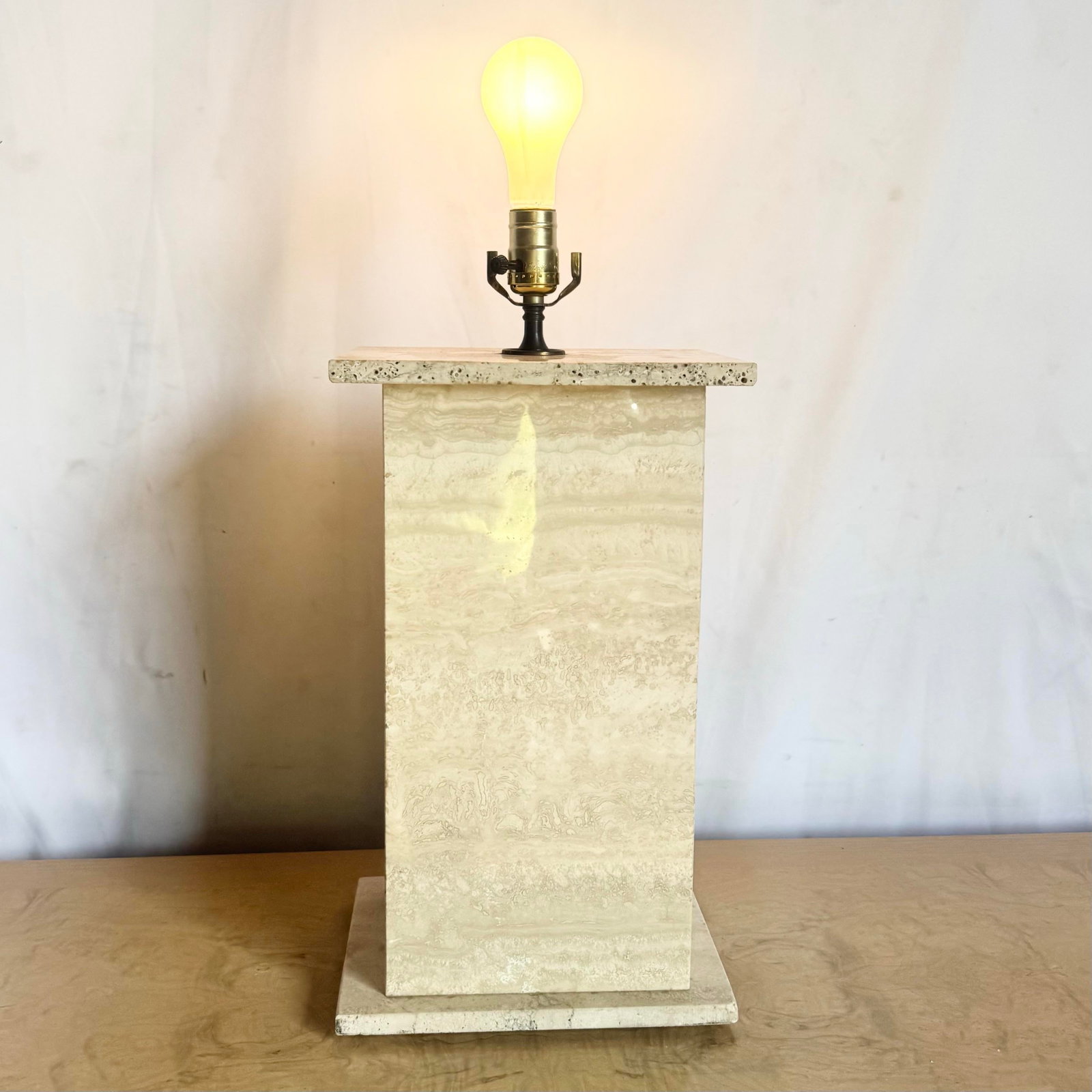 Vintage Travertine Table Lamp - 4