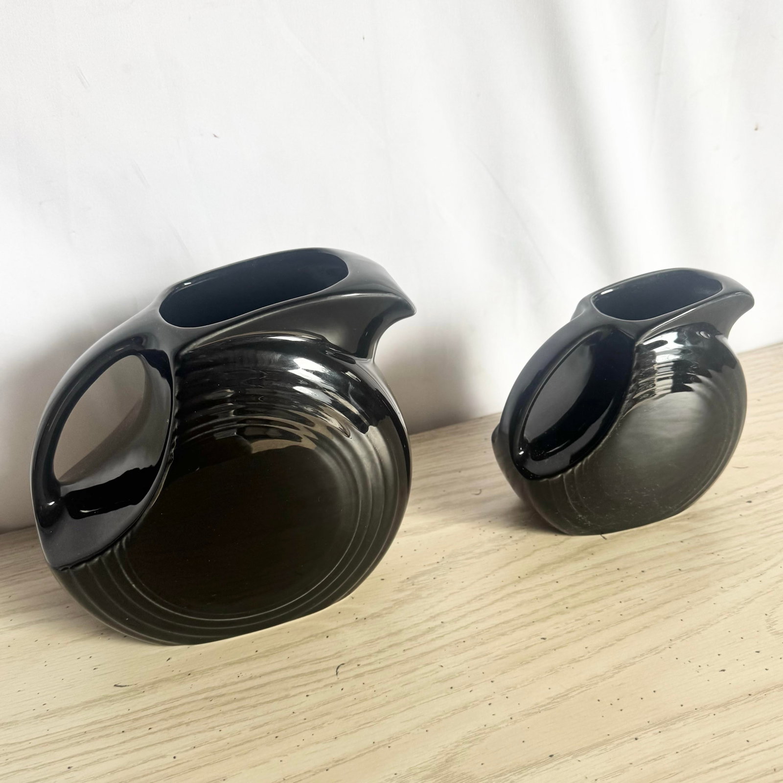 Vintage Art Deco Fiesta Ware Disk Pitchers - Set of 2 - 7