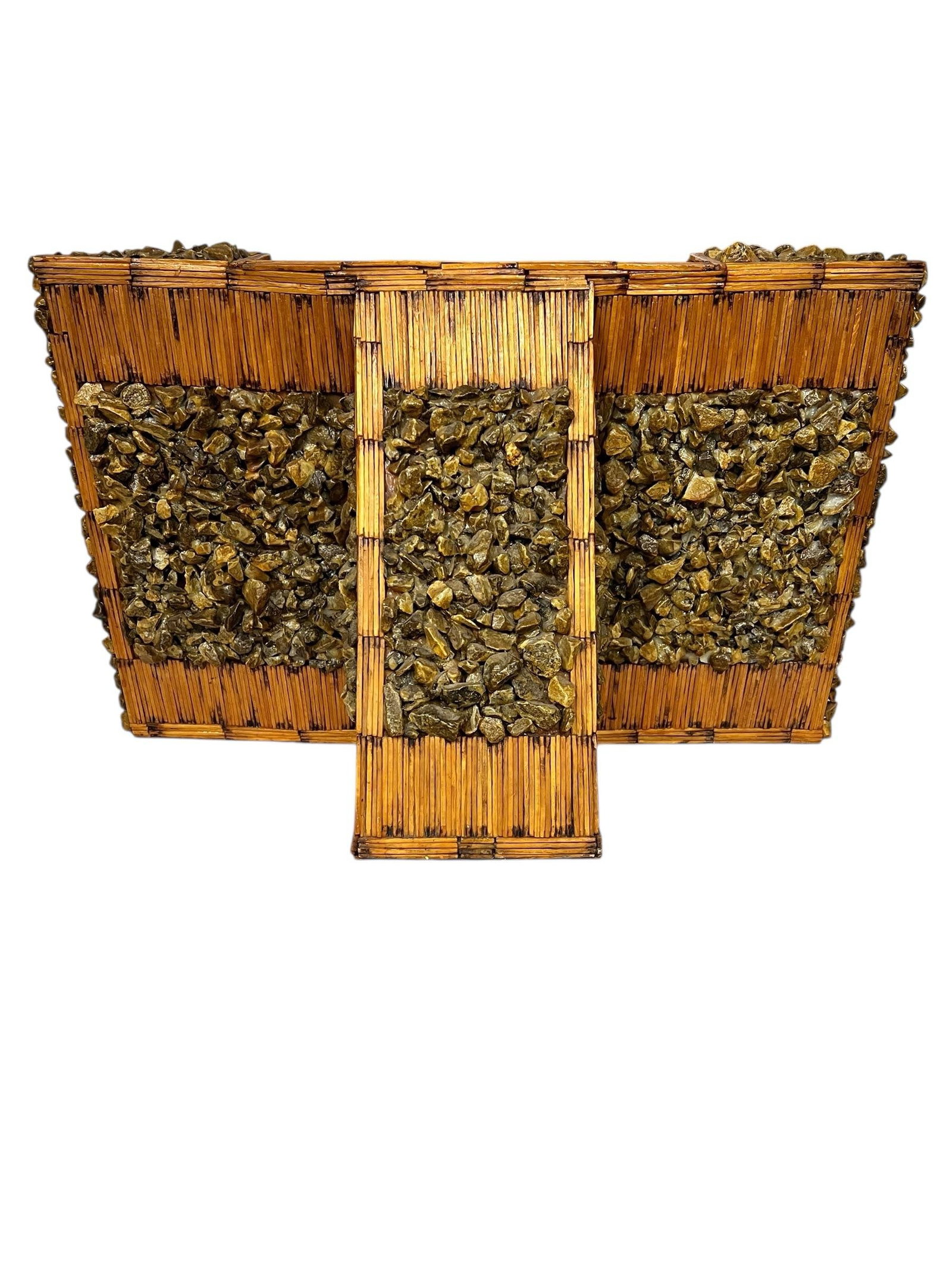 Rare One of a Kind Handmade Folk Tramp Art Matchsticks and Stones Dresser, Mantle Top Triple Mirror - 6
