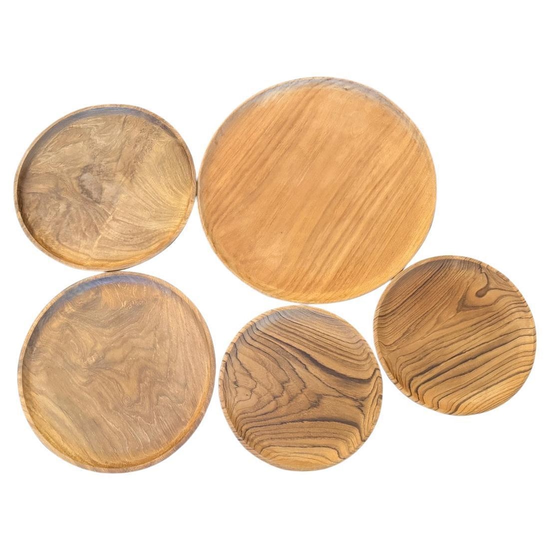 Andrianna Shamaris Minimalist Teak Wood Plates - Set of 5 - 8