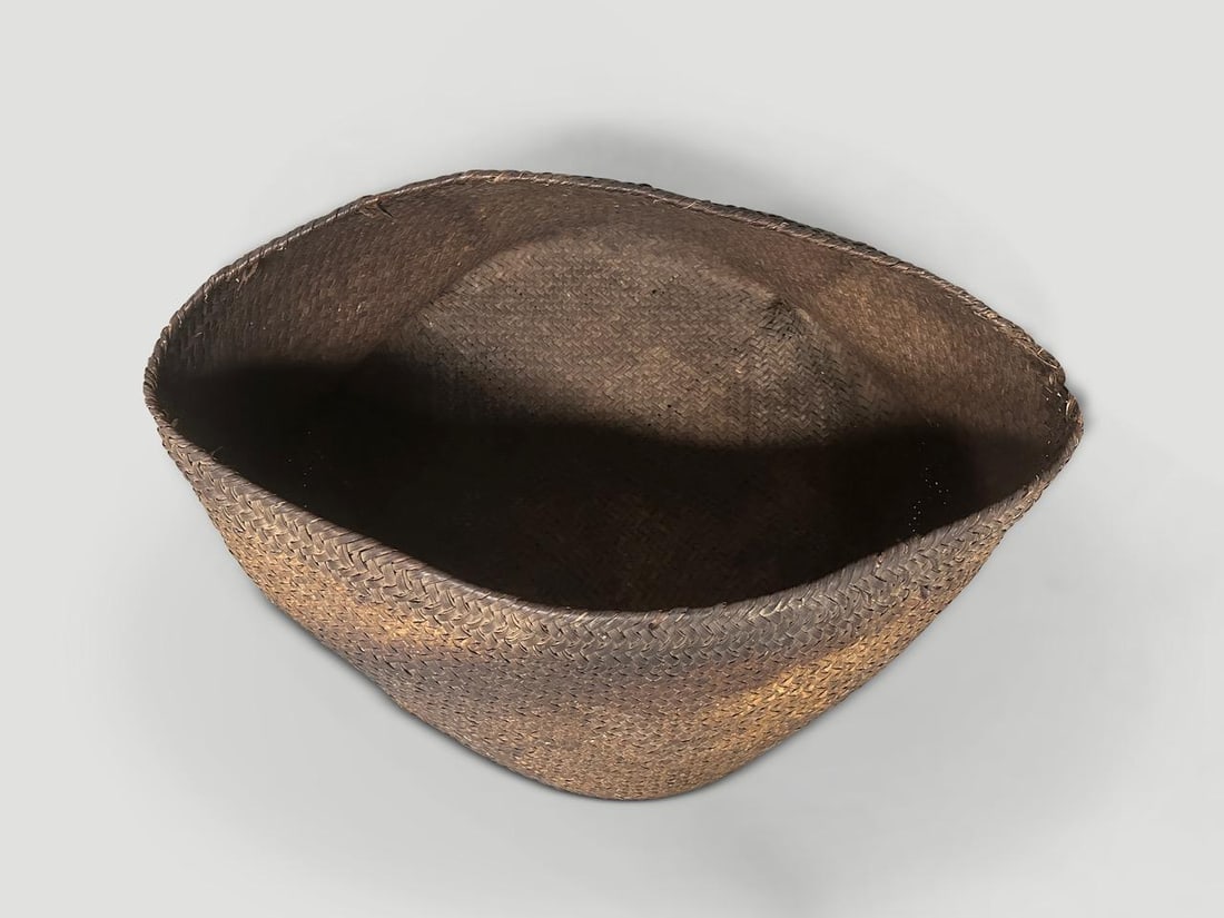 Antique Oversized Hand Woven Rattan Basket - 3