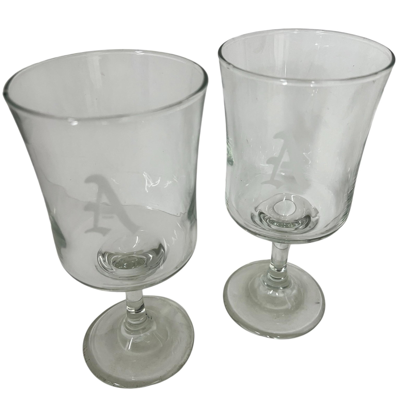 Vintage Mid Century Etched Monogram "A" Goblet - Set of 8 - 2