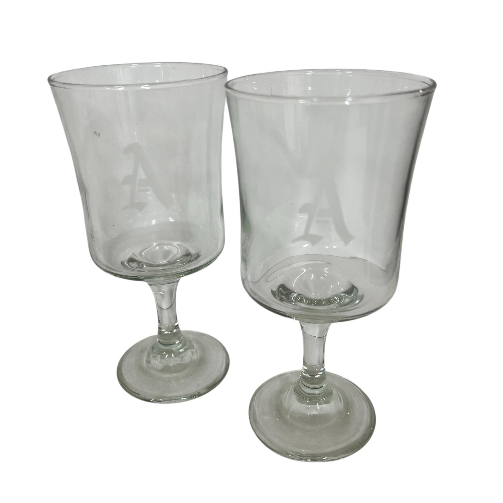Vintage Mid Century Etched Monogram "A" Goblet - Set of 8 - 3