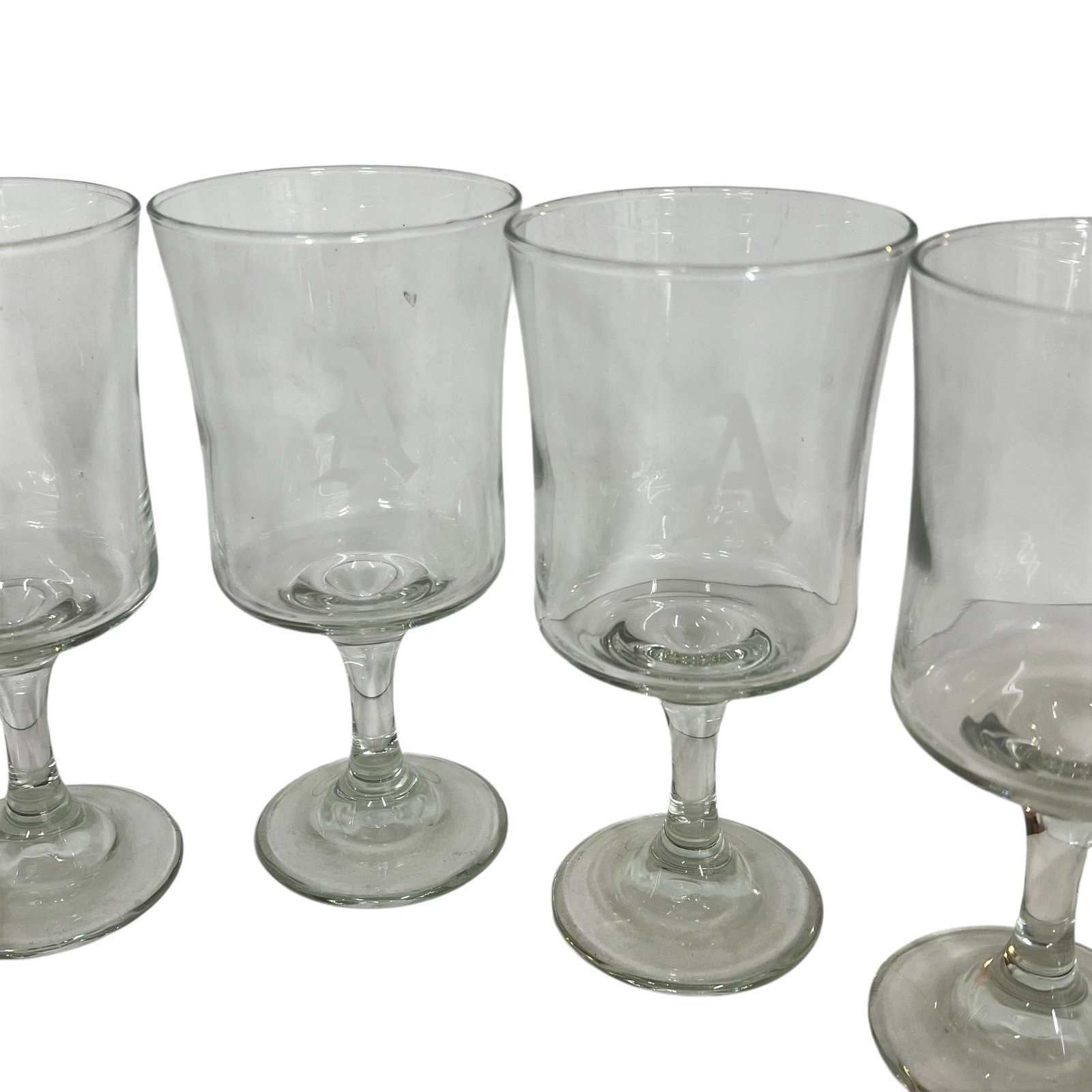 Vintage Mid Century Etched Monogram "A" Goblet - Set of 8 - 4