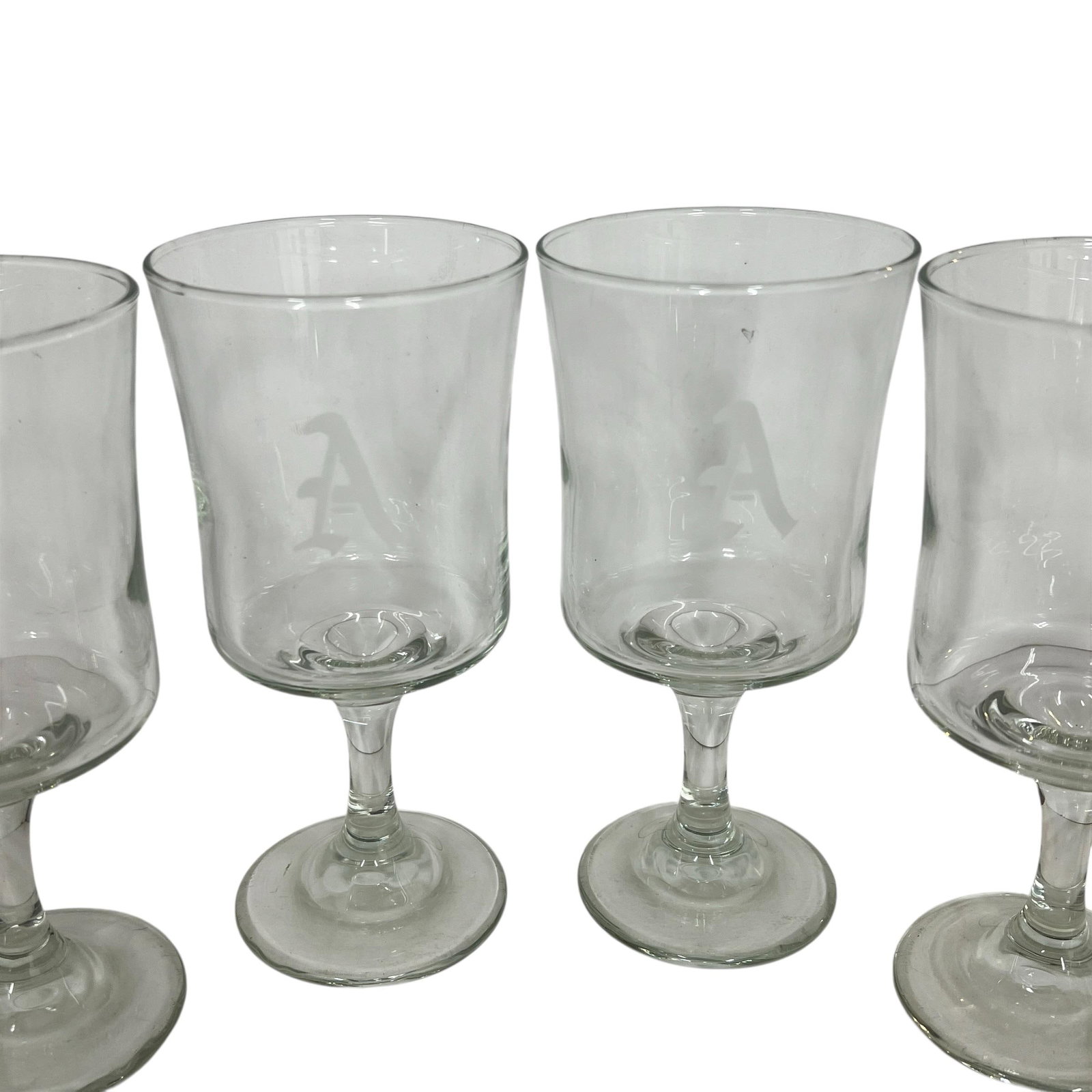 Vintage Mid Century Etched Monogram "A" Goblet - Set of 8 - 5