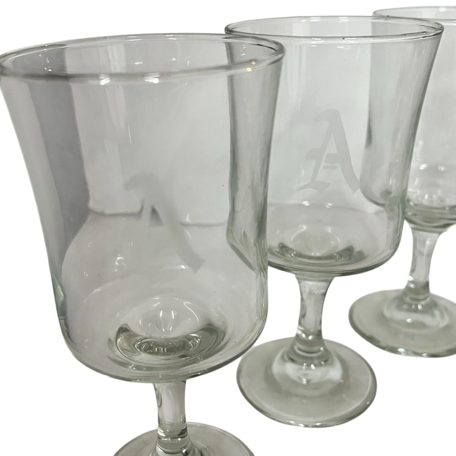 Vintage Mid Century Etched Monogram "A" Goblet - Set of 8 - 8