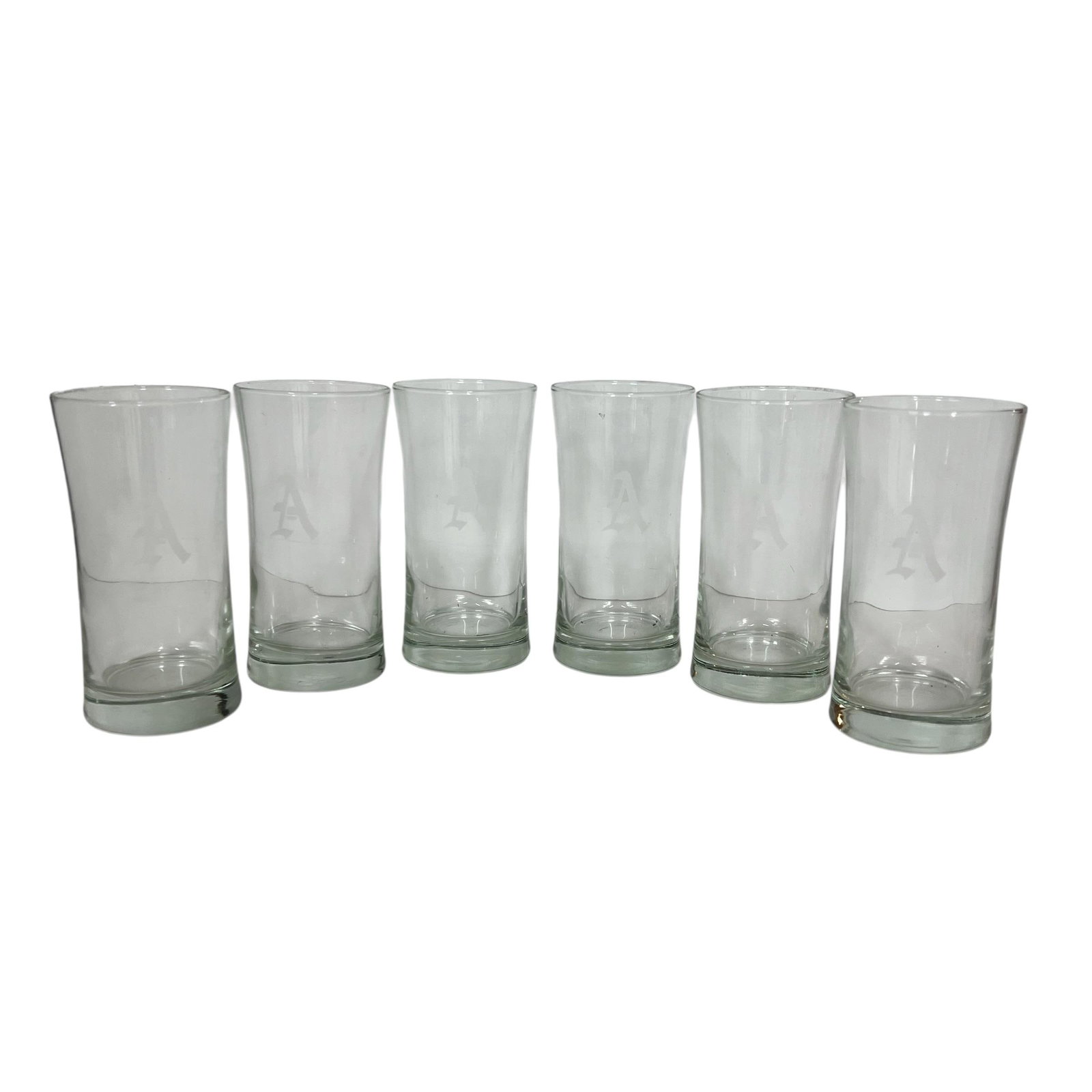 Vintage Mid Century Etched Monogrammed "A" Water Glasses - Set of 6 - 2