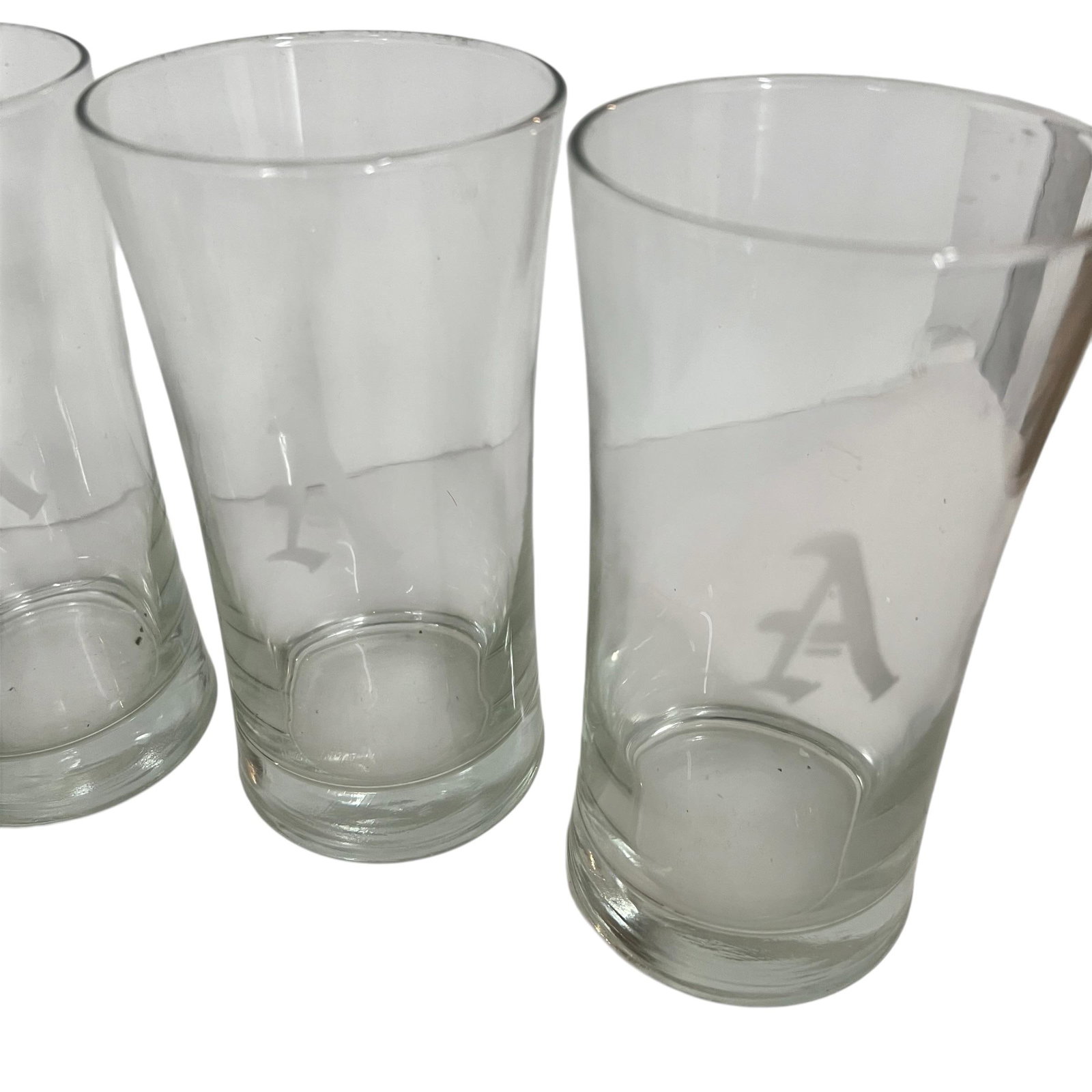 Vintage Mid Century Etched Monogrammed "A" Water Glasses - Set of 6 - 4