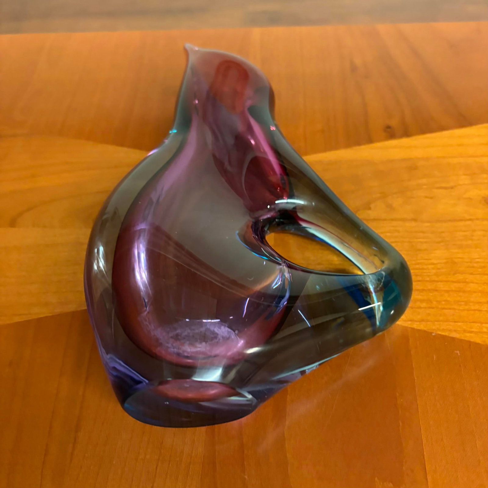 Sommerso Murano Art Glass Pitcher/Vase, Attributed to Flavio Poli - Pink & Blue - 6
