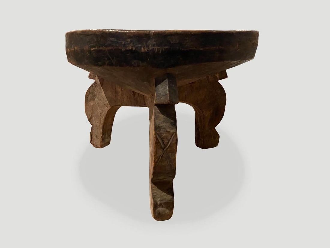 Antique African Tray Side Table or Bowl - 3
