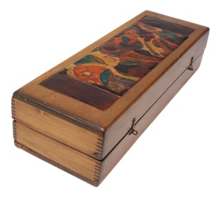 1940s Enamel and Wooden Box by Elizabeth Bensley