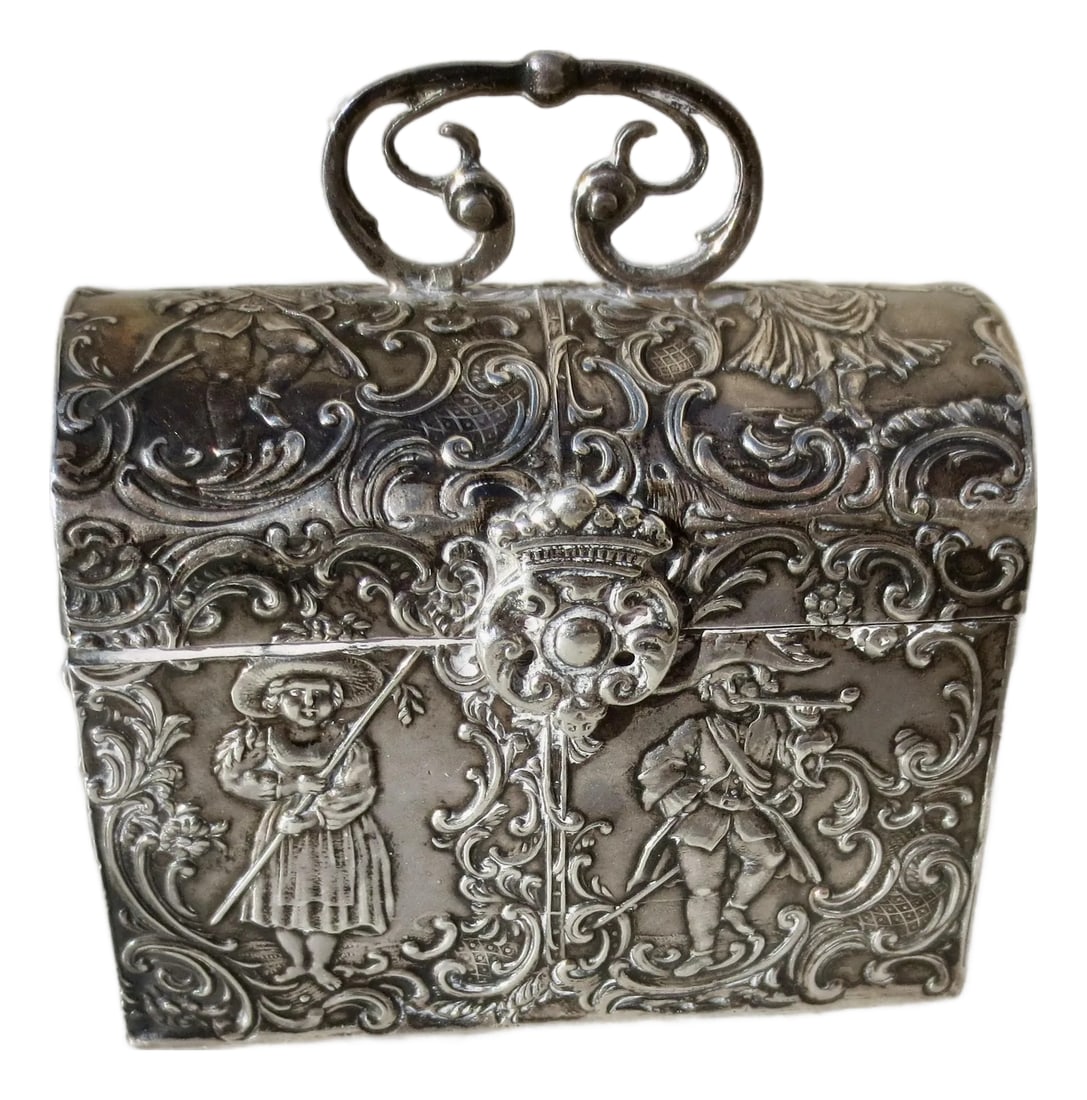 Antique German Silver Cask Jewelry Chest Circa 1880s (1 of 9)