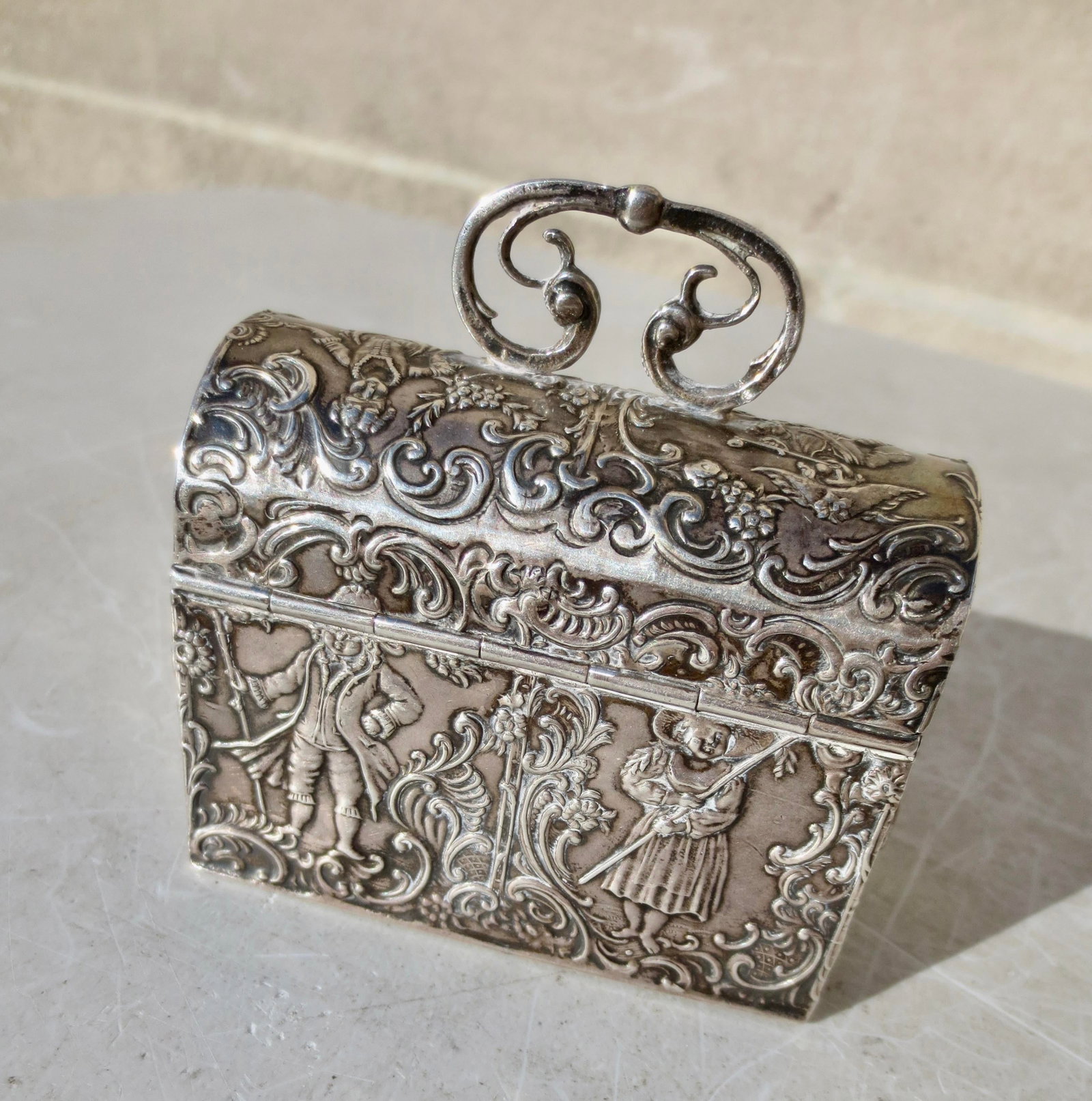 Antique German Silver Cask Jewelry Chest Circa 1880s - 2