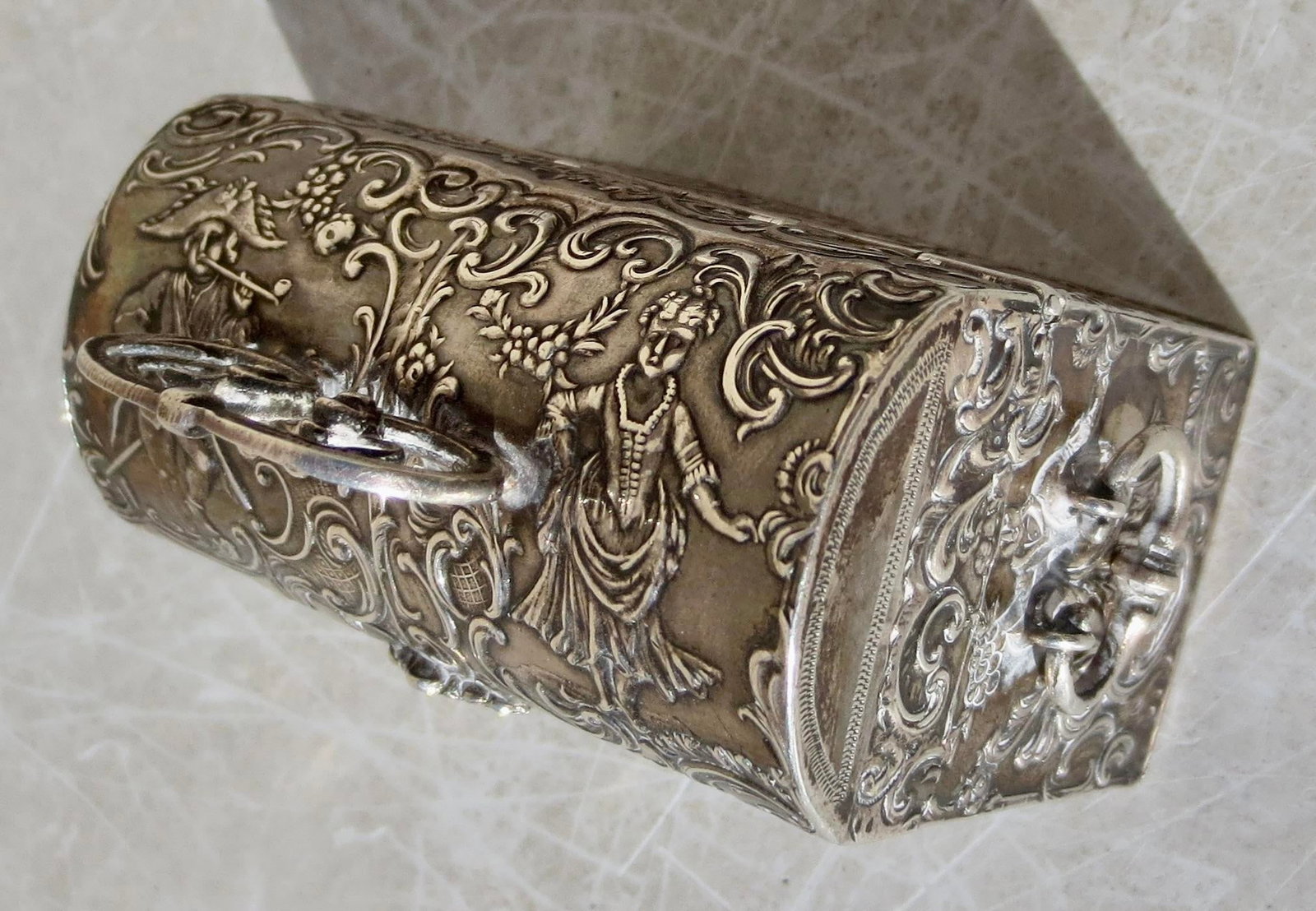Antique German Silver Cask Jewelry Chest Circa 1880s - 4