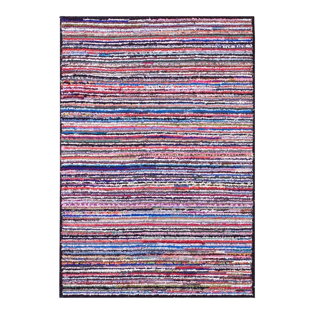 1920s Multicolorful Stripe Folk Art Antique American Hooked Rug 2'4" X 3'7" Knotted Wool Carpet: Antique American hooked rug, measures: 2'4" x 3'7". Antique American Hooked Rug American Multicolor 1920s, Circa Date: 1920s. This vibrant piece is a superb example of the folk artistry prevalent in A