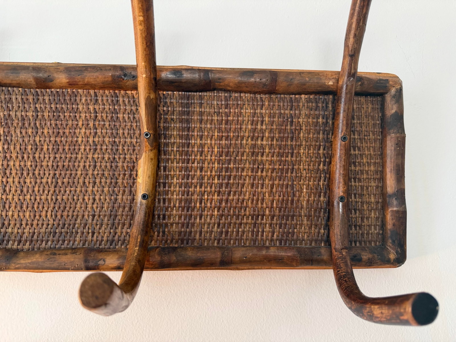 French Vintage Four Hook Rattan Hatrack/Coatrack - 4