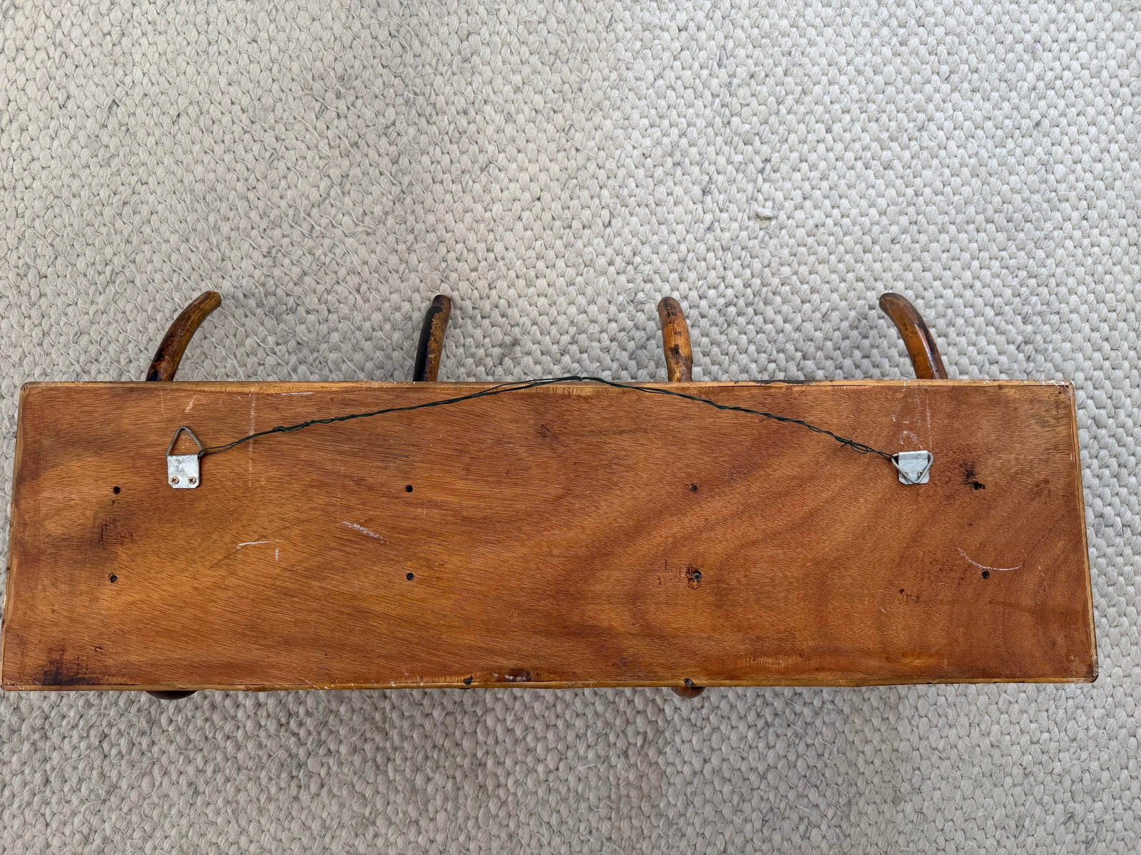 French Vintage Four Hook Rattan Hatrack/Coatrack - 5