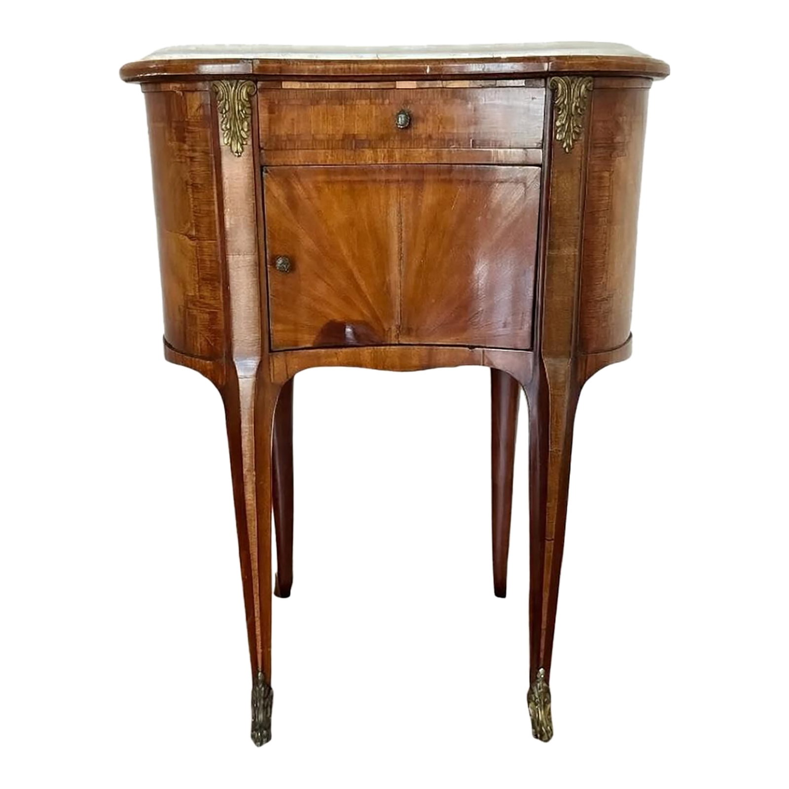 Antique French Louis XVI Style Kidney Shaped Marble Top Salon Table (1 of 10)