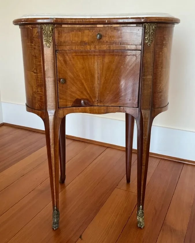 Antique French Louis XVI Style Kidney Shaped Marble Top Salon Table - 2