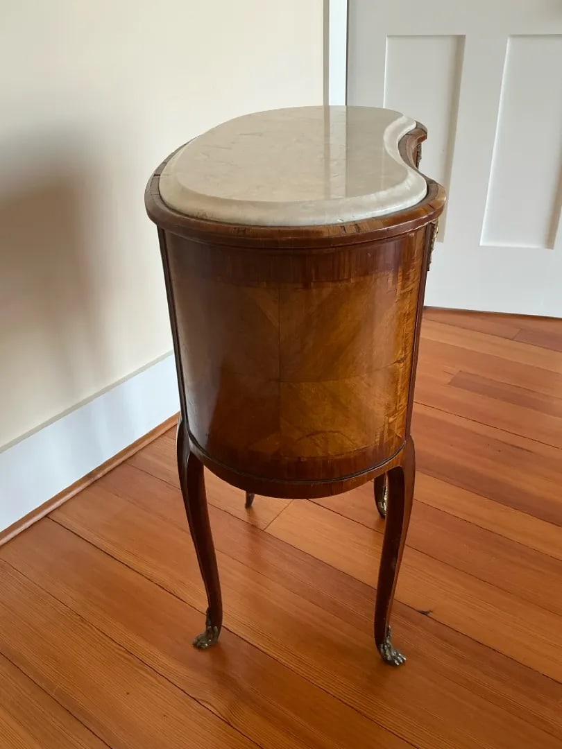 Antique French Louis XVI Style Kidney Shaped Marble Top Salon Table - 3