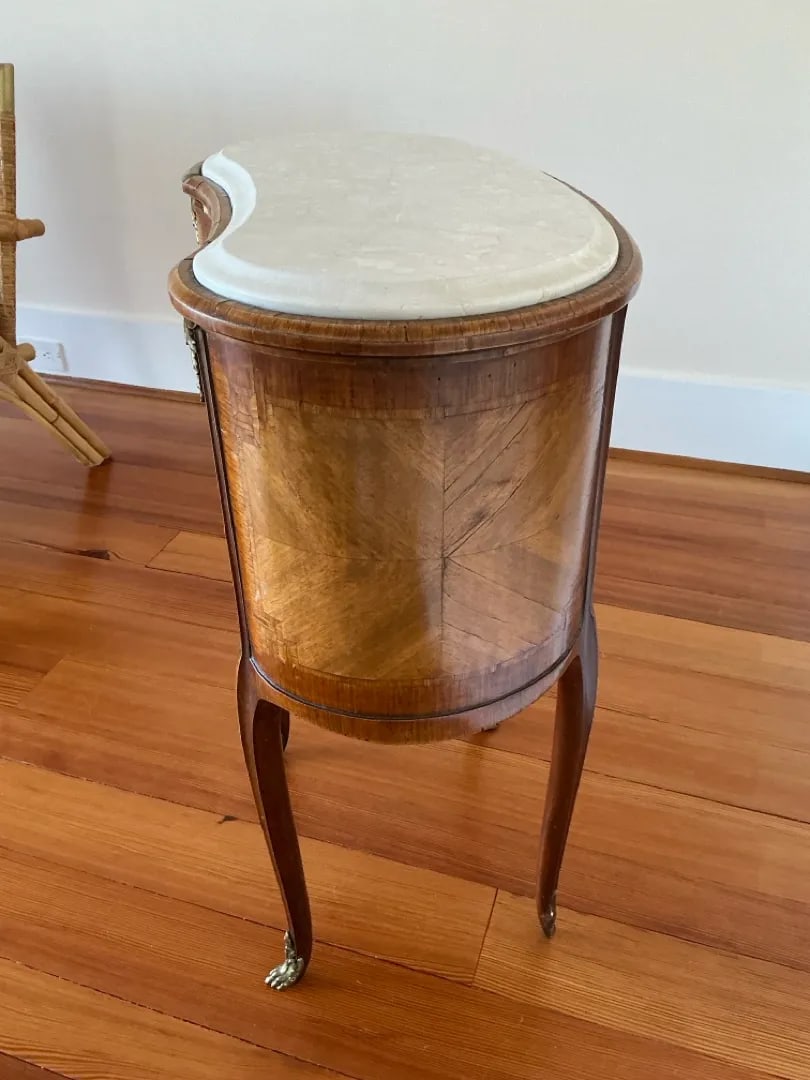 Antique French Louis XVI Style Kidney Shaped Marble Top Salon Table - 4