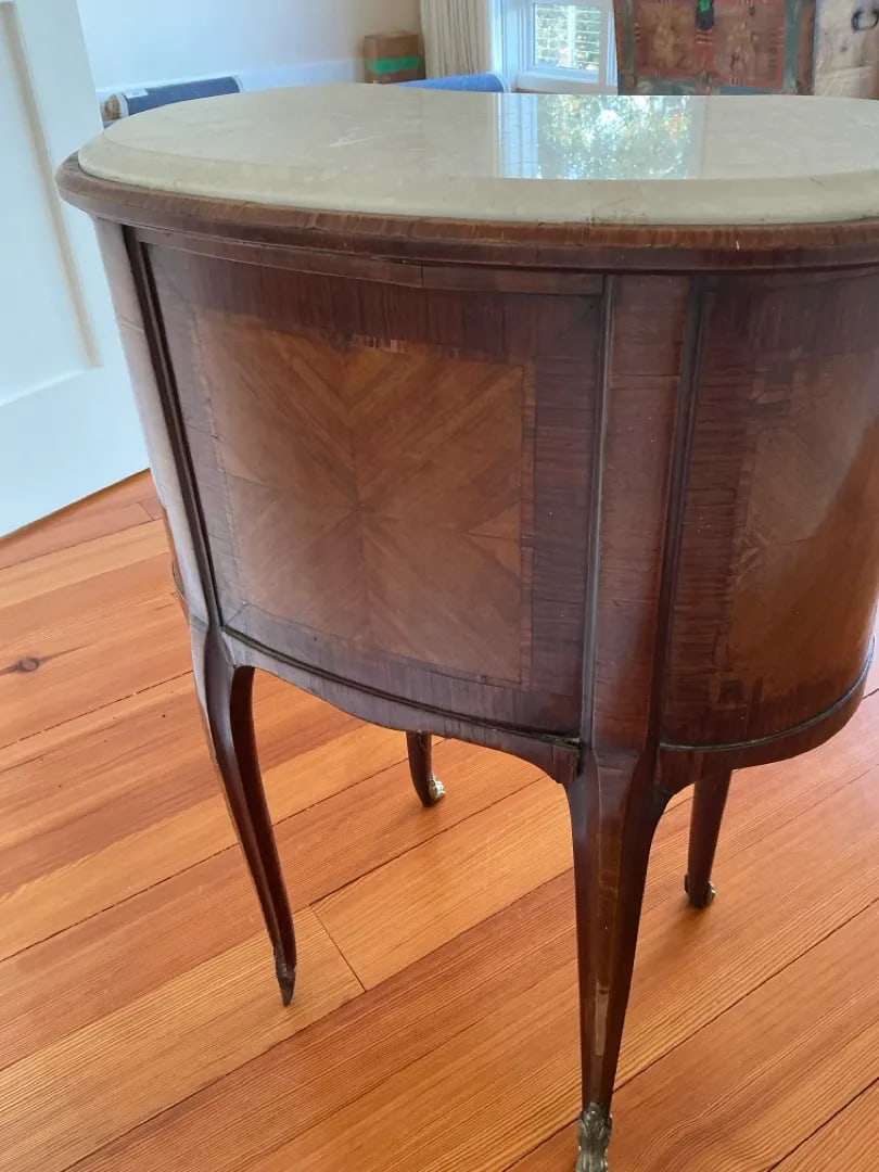 Antique French Louis XVI Style Kidney Shaped Marble Top Salon Table - 5