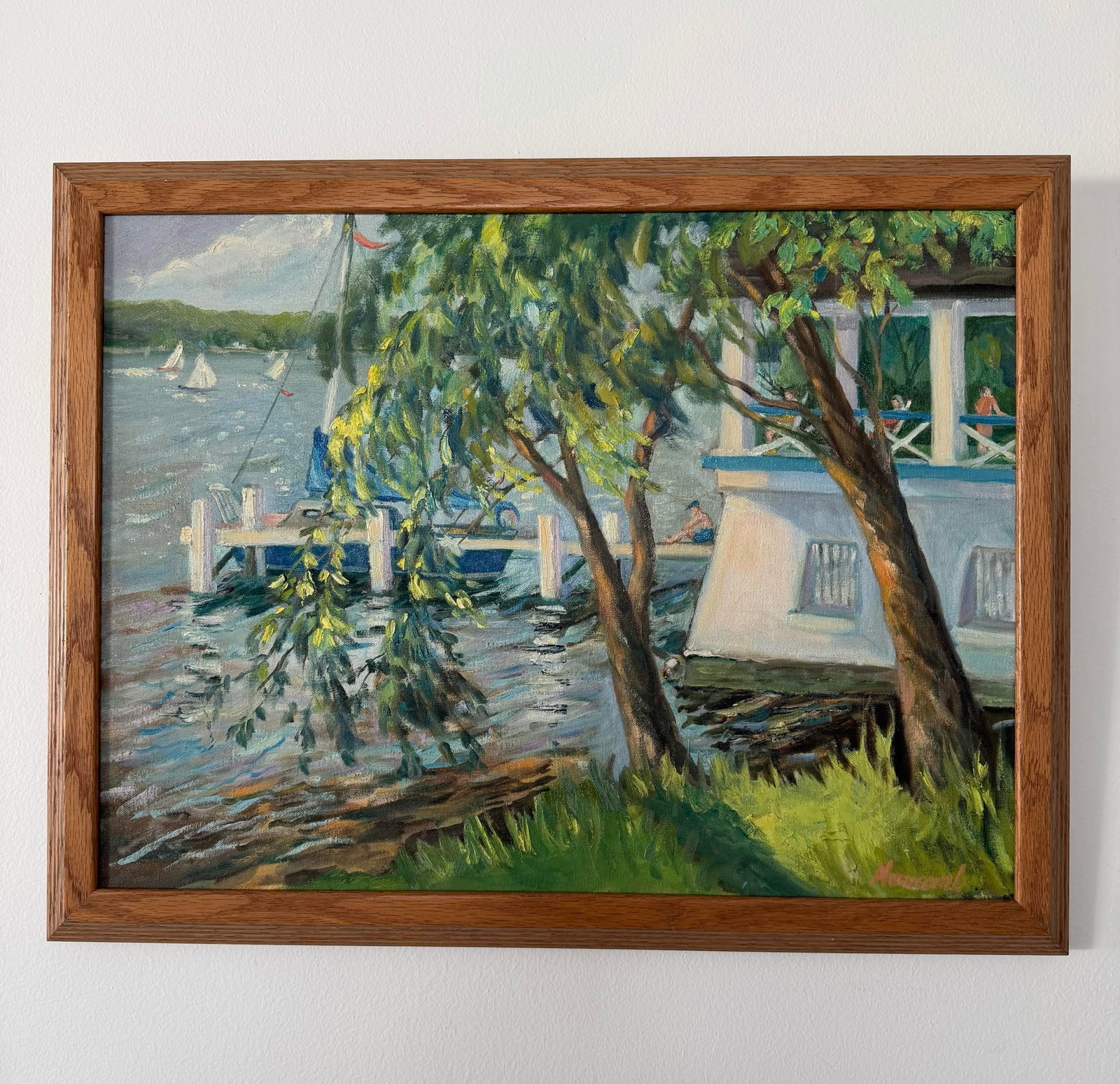Nancy Newcomb Watercolor Painting, "The Boathouse at Geneva Bay" 1992 - 2
