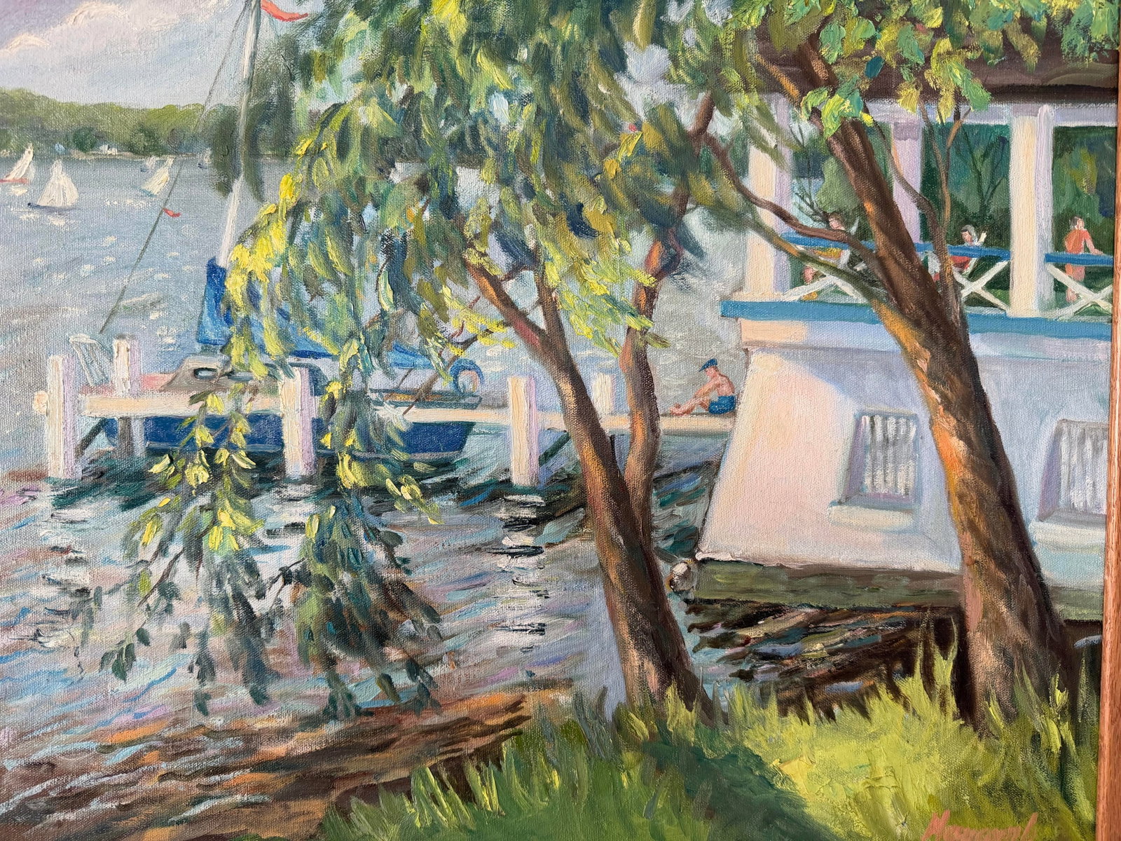 Nancy Newcomb Watercolor Painting, "The Boathouse at Geneva Bay" 1992 - 3