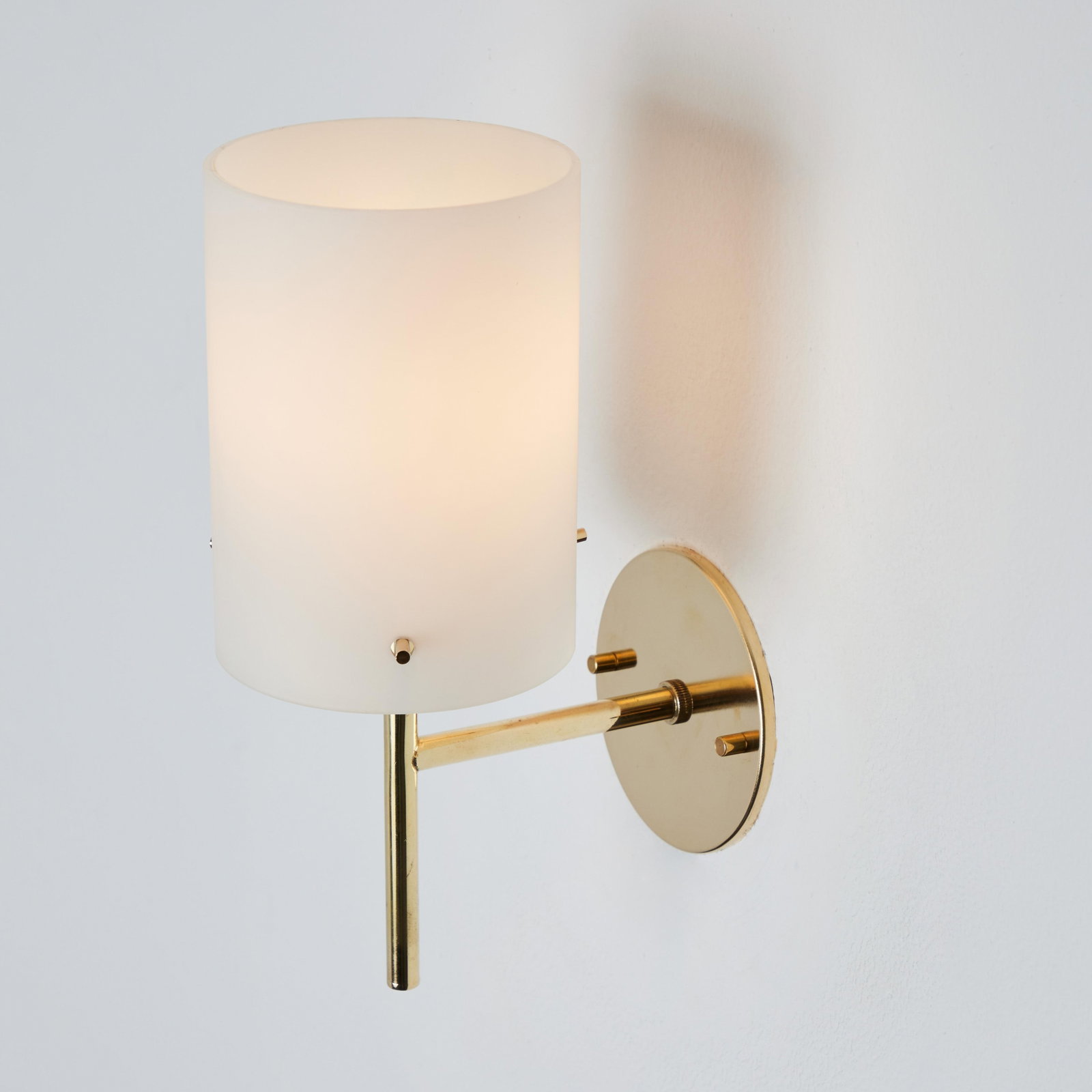 1950s Tito Agnoli Brass & Glass Cylindrical Wall Lamp for O-Luce - 10