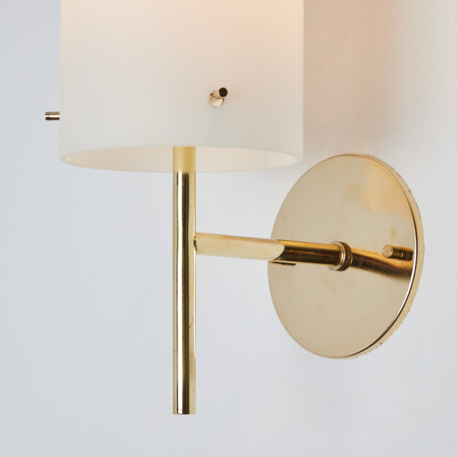 1950s Tito Agnoli Brass & Glass Cylindrical Wall Lamp for O-Luce - 11