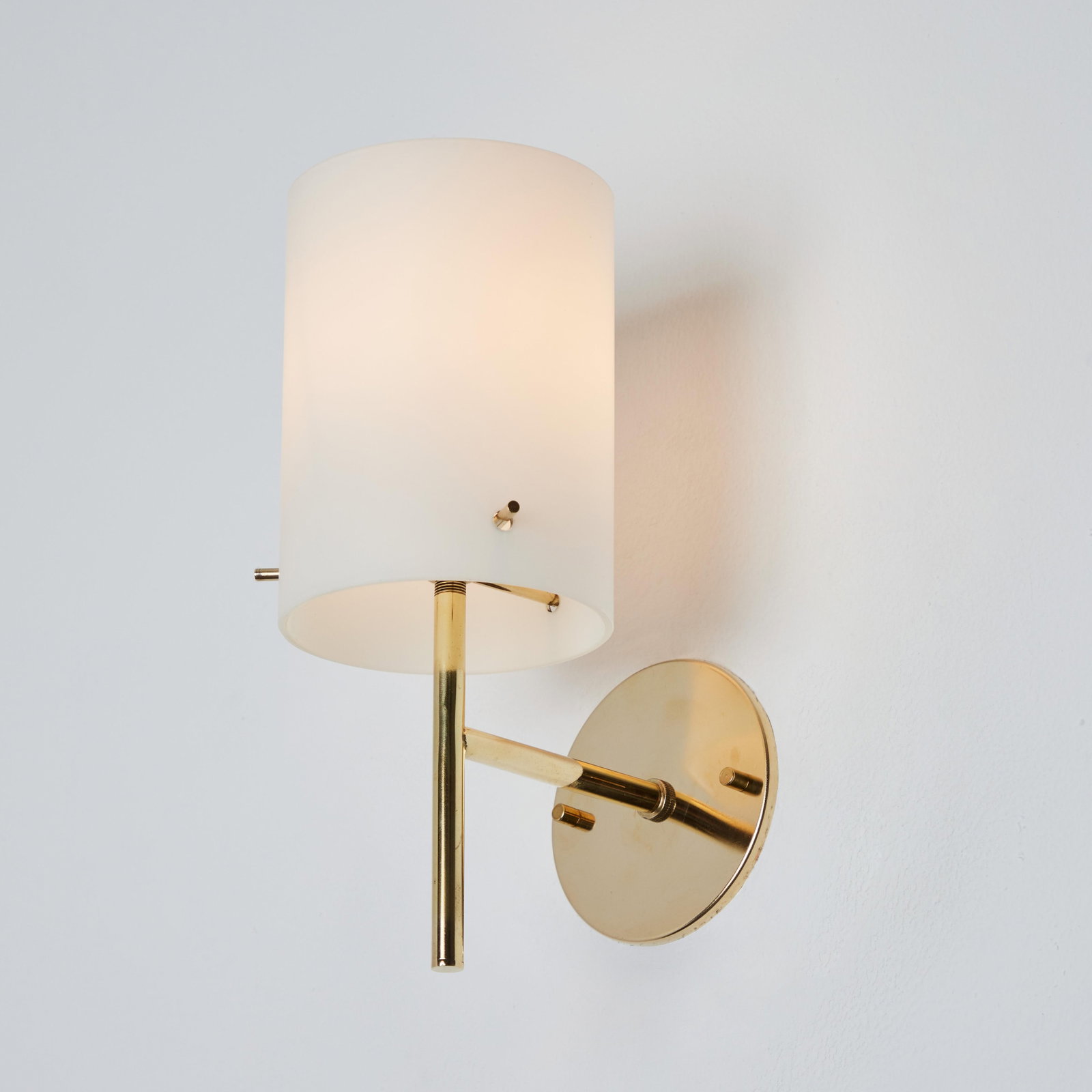 1950s Tito Agnoli Brass & Glass Cylindrical Wall Lamp for O-Luce - 2