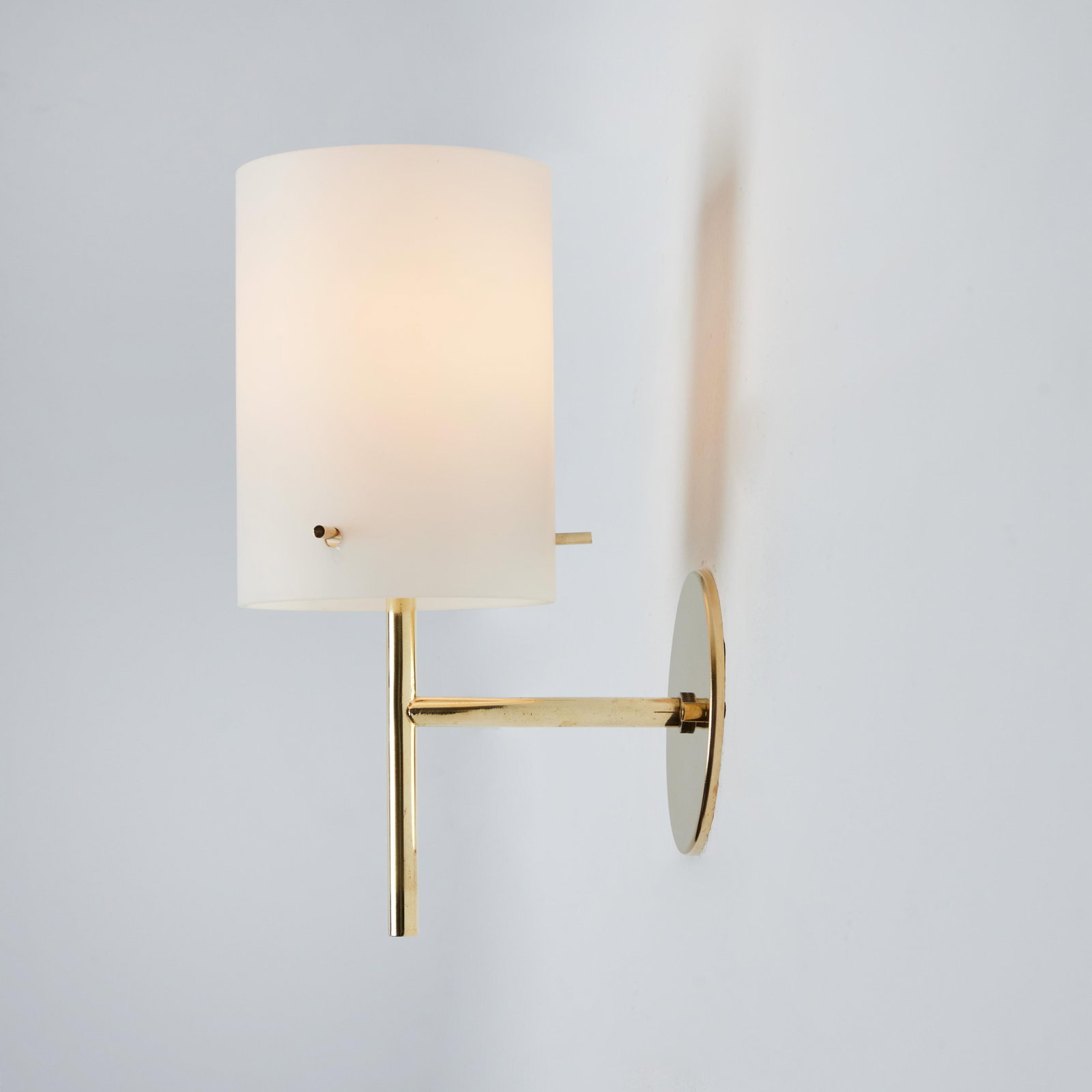 1950s Tito Agnoli Brass & Glass Cylindrical Wall Lamp for O-Luce - 3