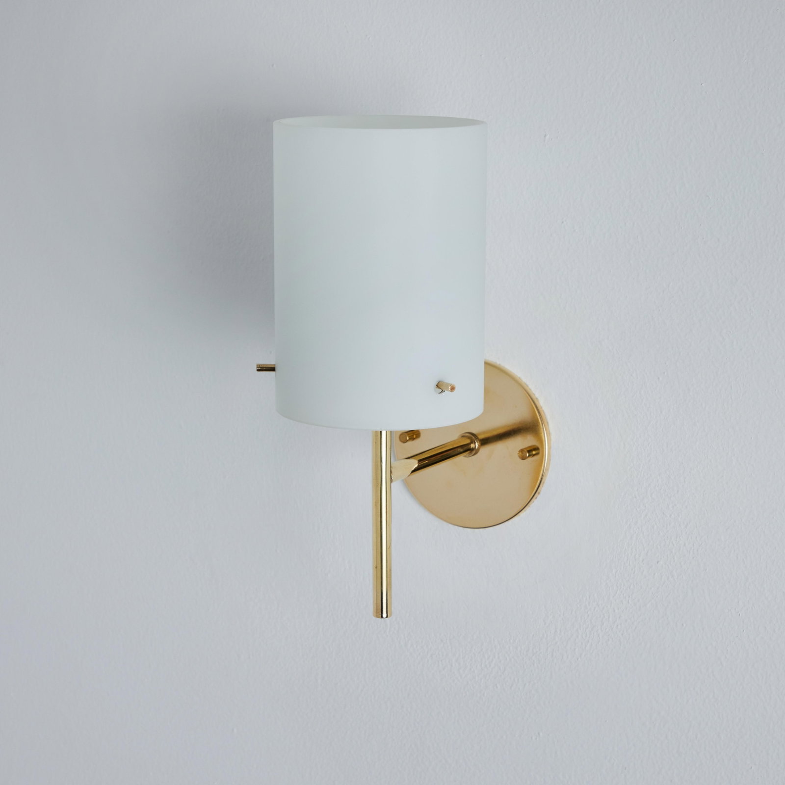 1950s Tito Agnoli Brass & Glass Cylindrical Wall Lamp for O-Luce - 5