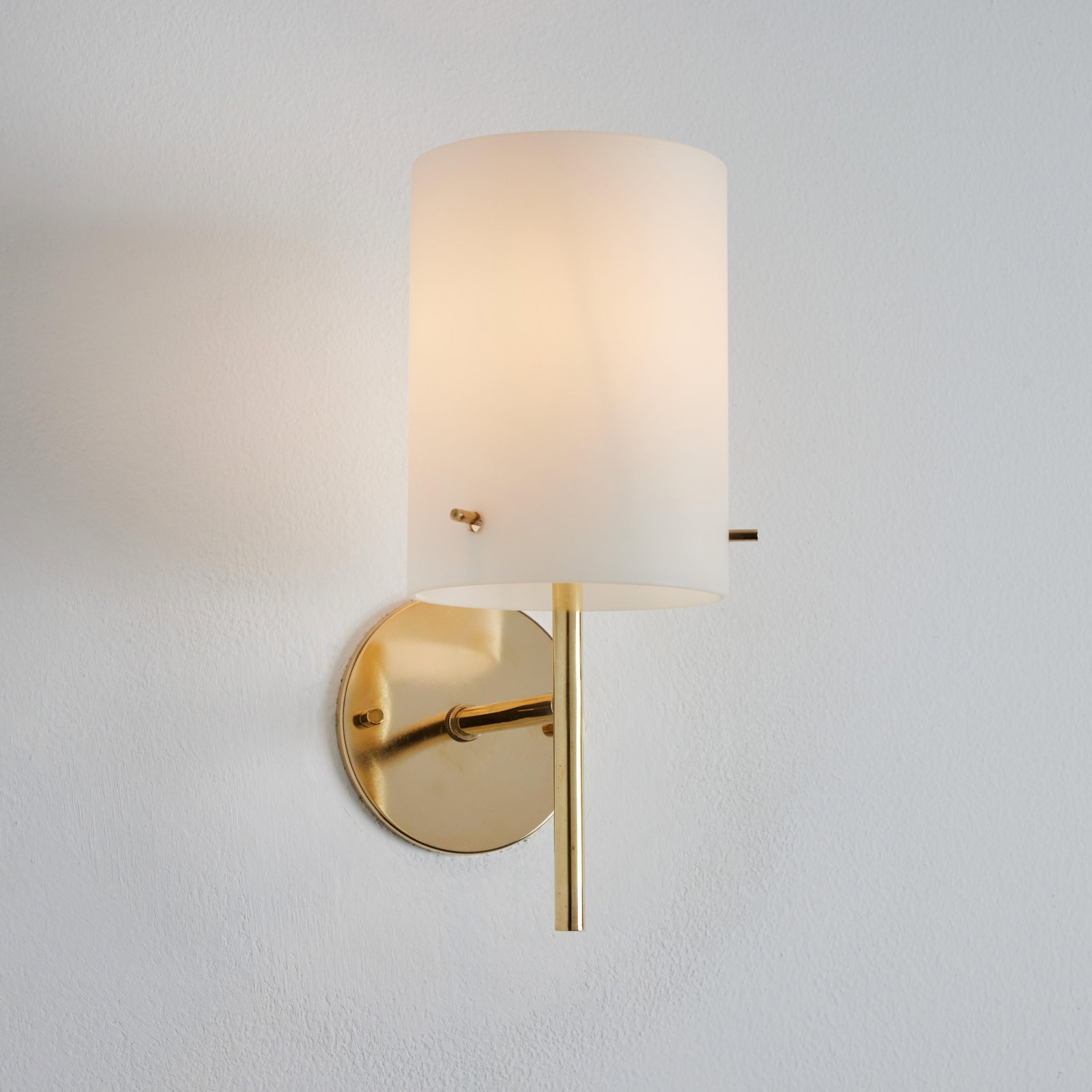 1950s Tito Agnoli Brass & Glass Cylindrical Wall Lamp for O-Luce - 9