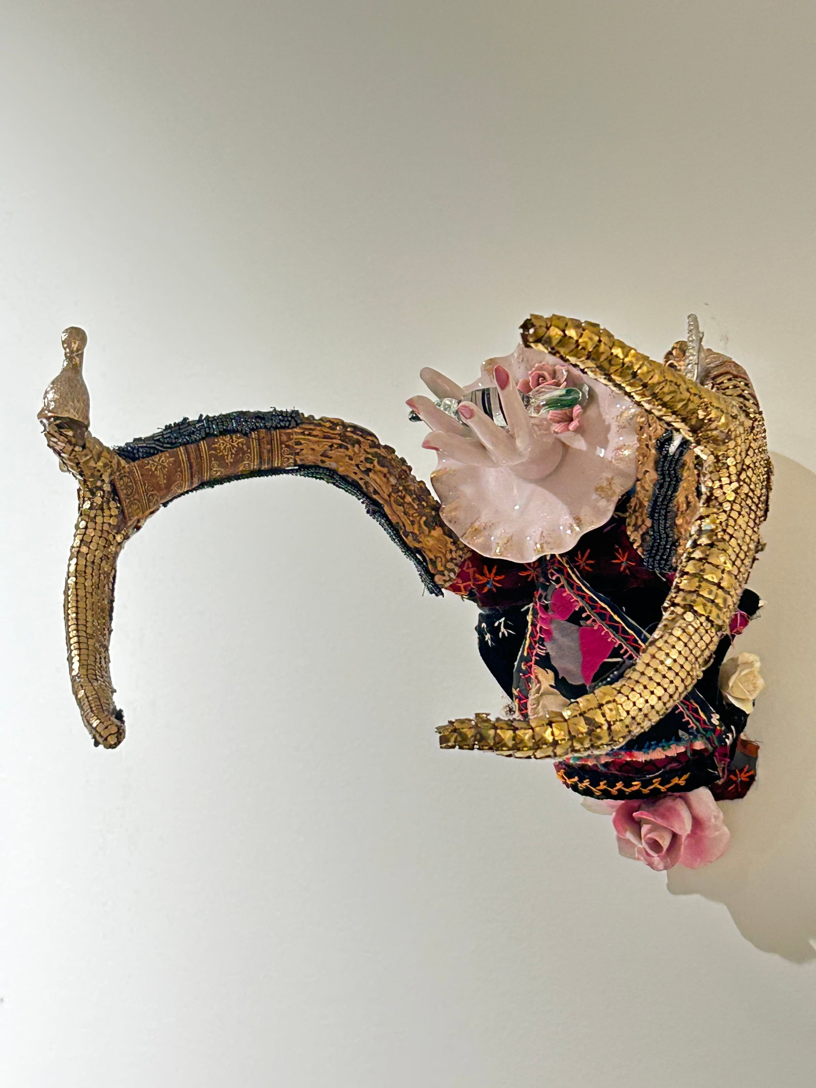 Mixed Media Skull Wall Sculpture Titled Giving Sweet - 2
