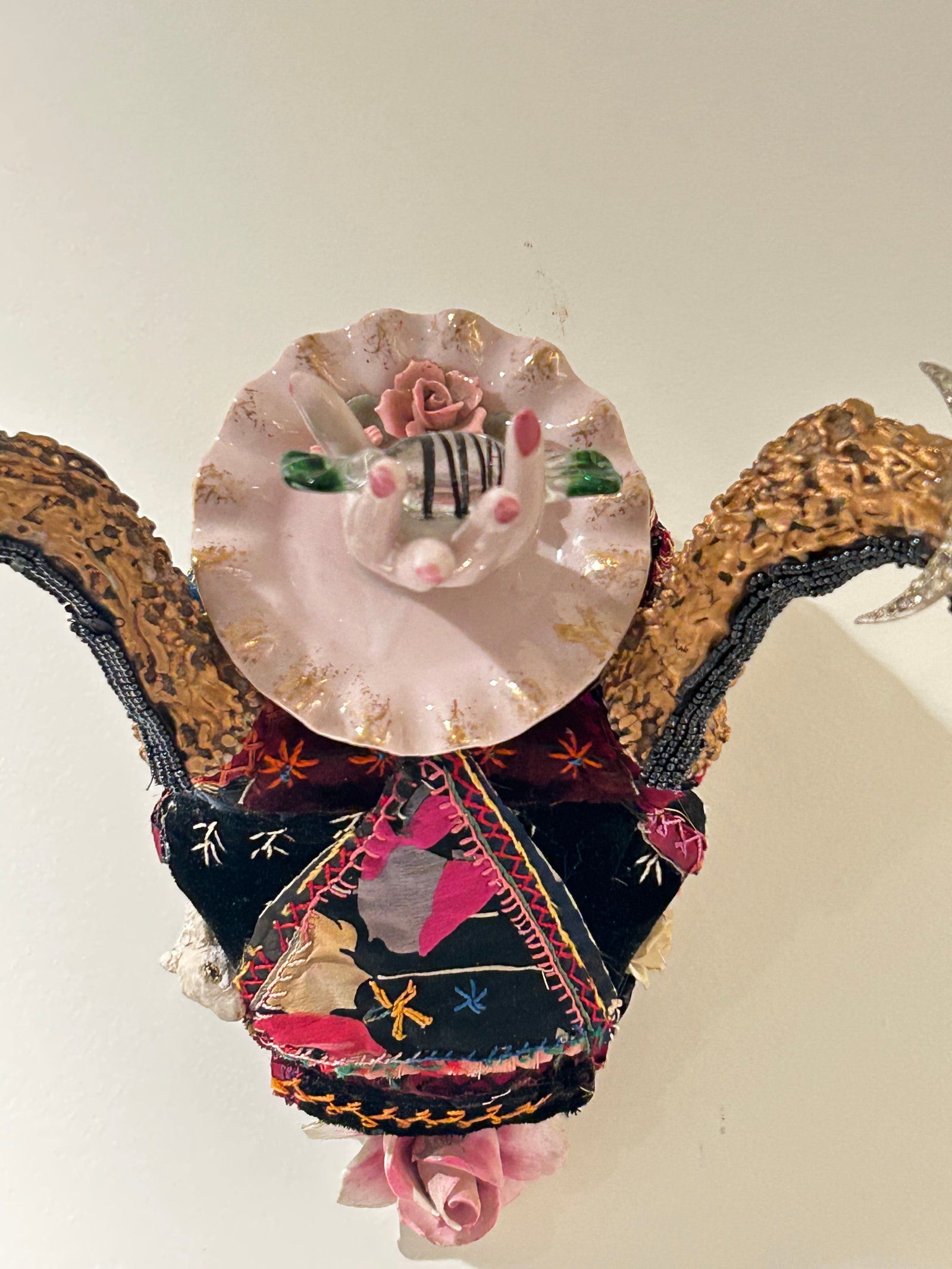 Mixed Media Skull Wall Sculpture Titled Giving Sweet - 4