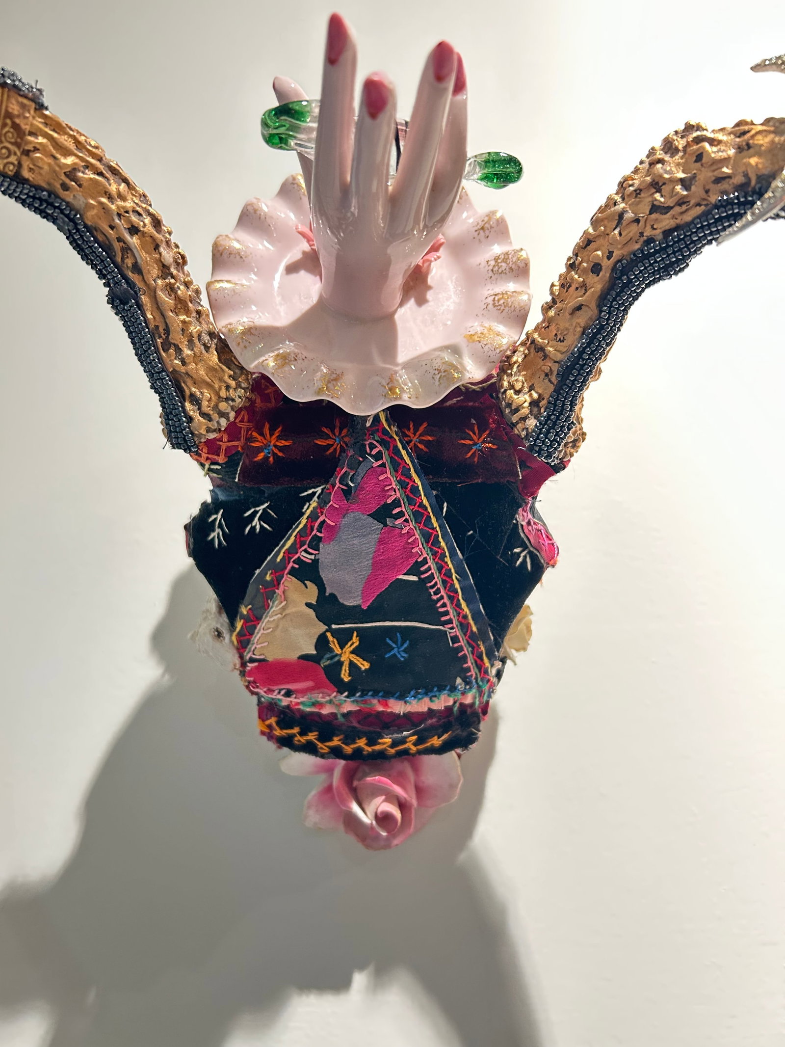 Mixed Media Skull Wall Sculpture Titled Giving Sweet - 8