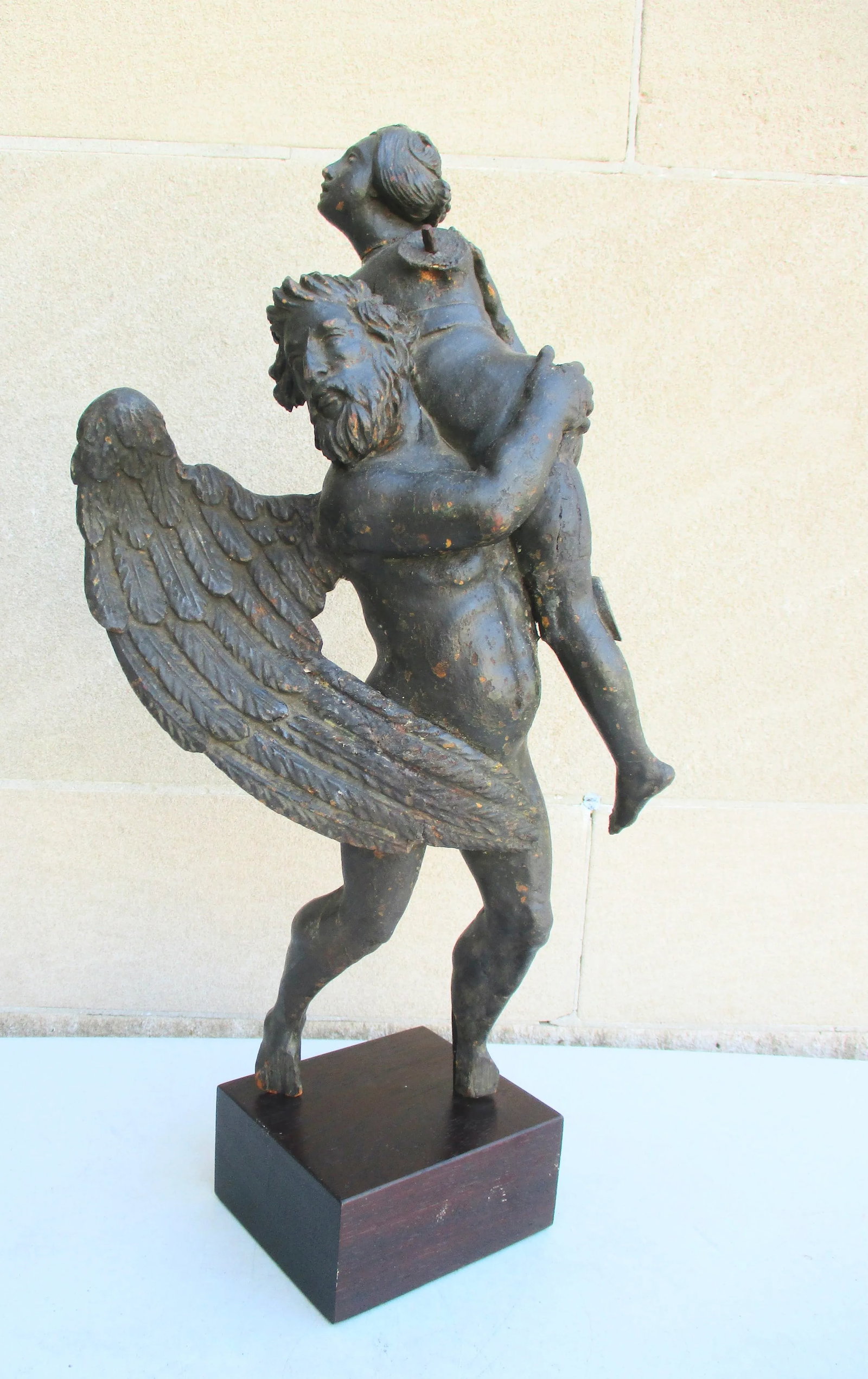 Antique Wood Carving of Lydia and the Swan 17th Century - 11