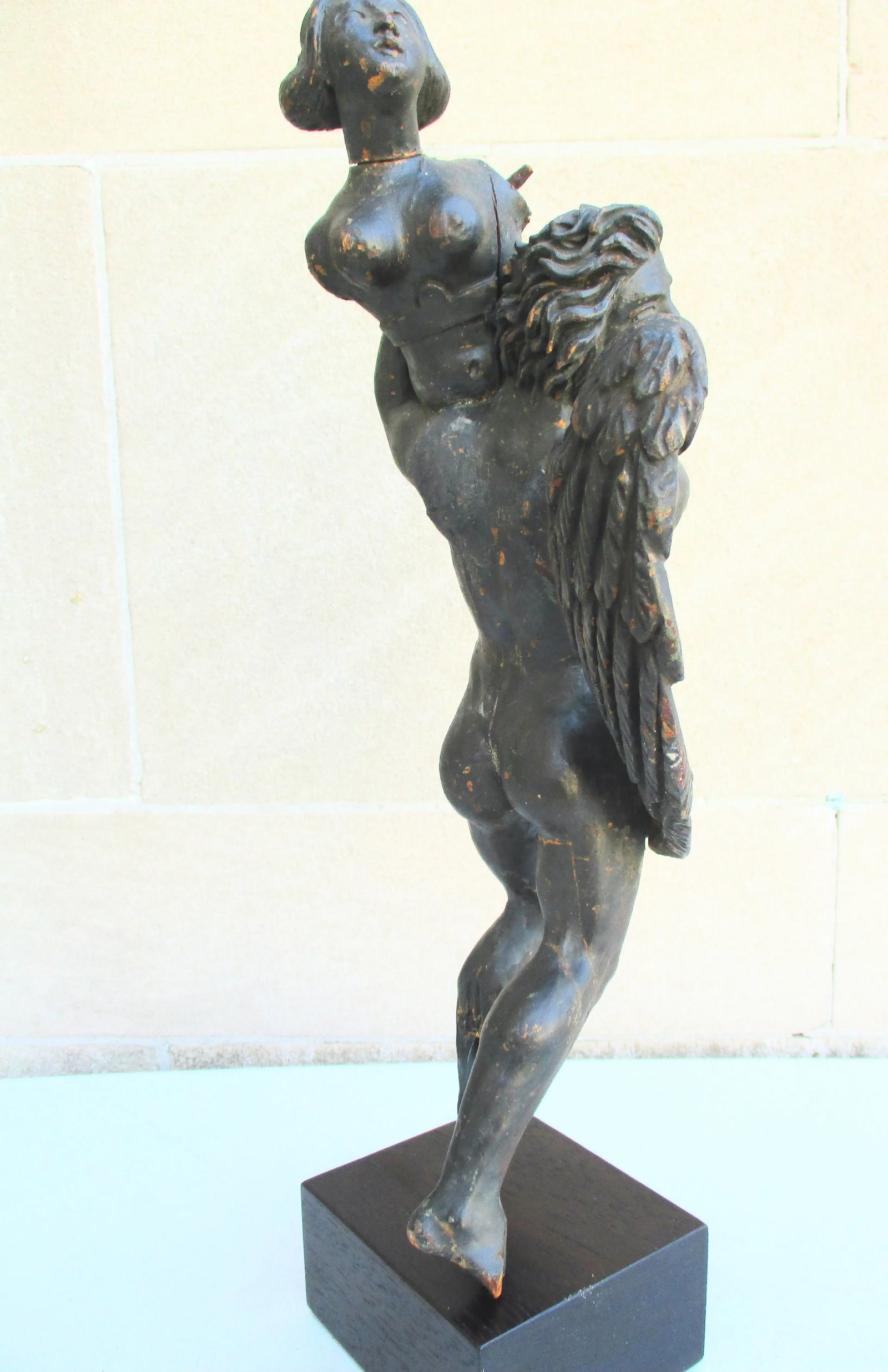 Antique Wood Carving of Lydia and the Swan 17th Century - 3