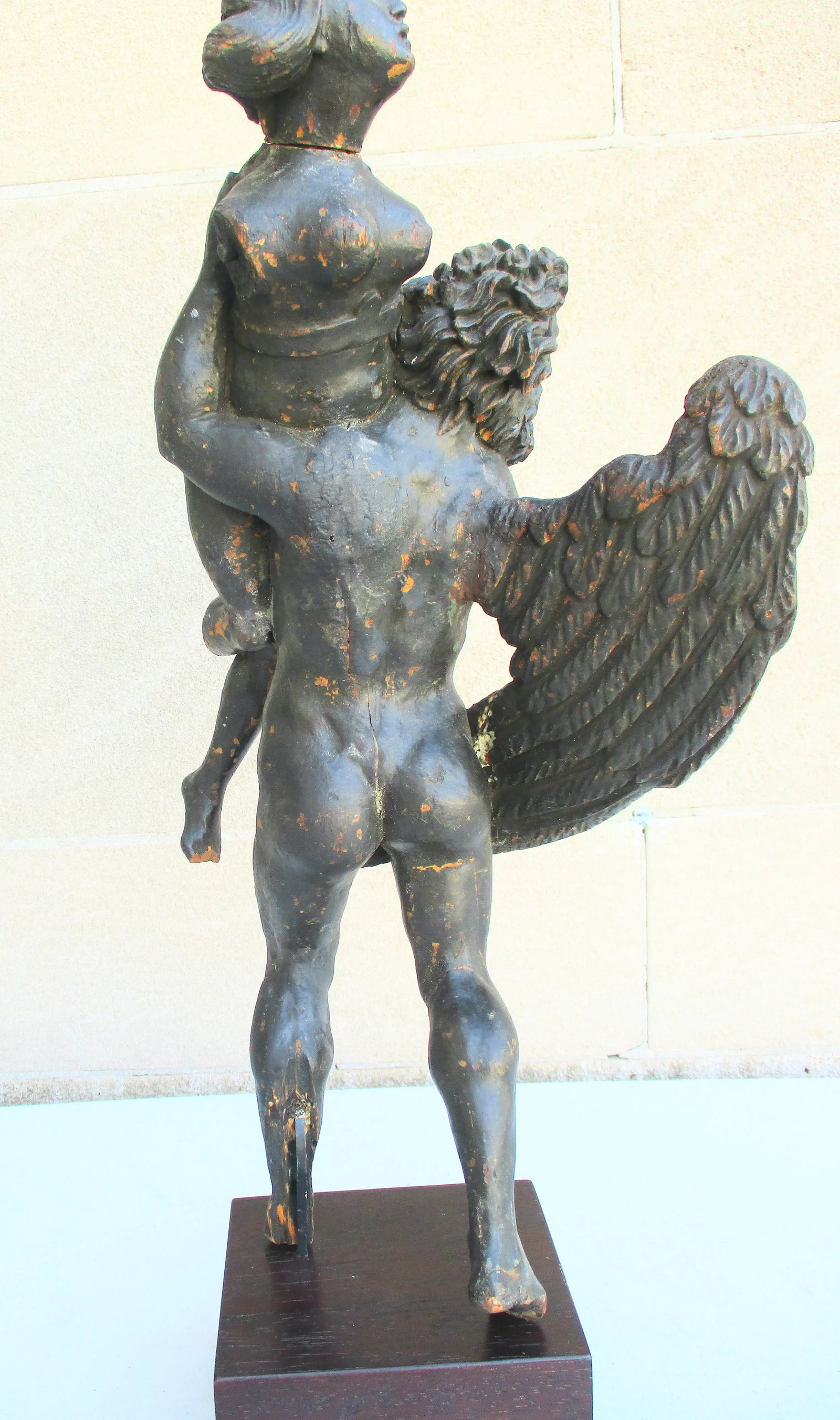 Antique Wood Carving of Lydia and the Swan 17th Century - 4